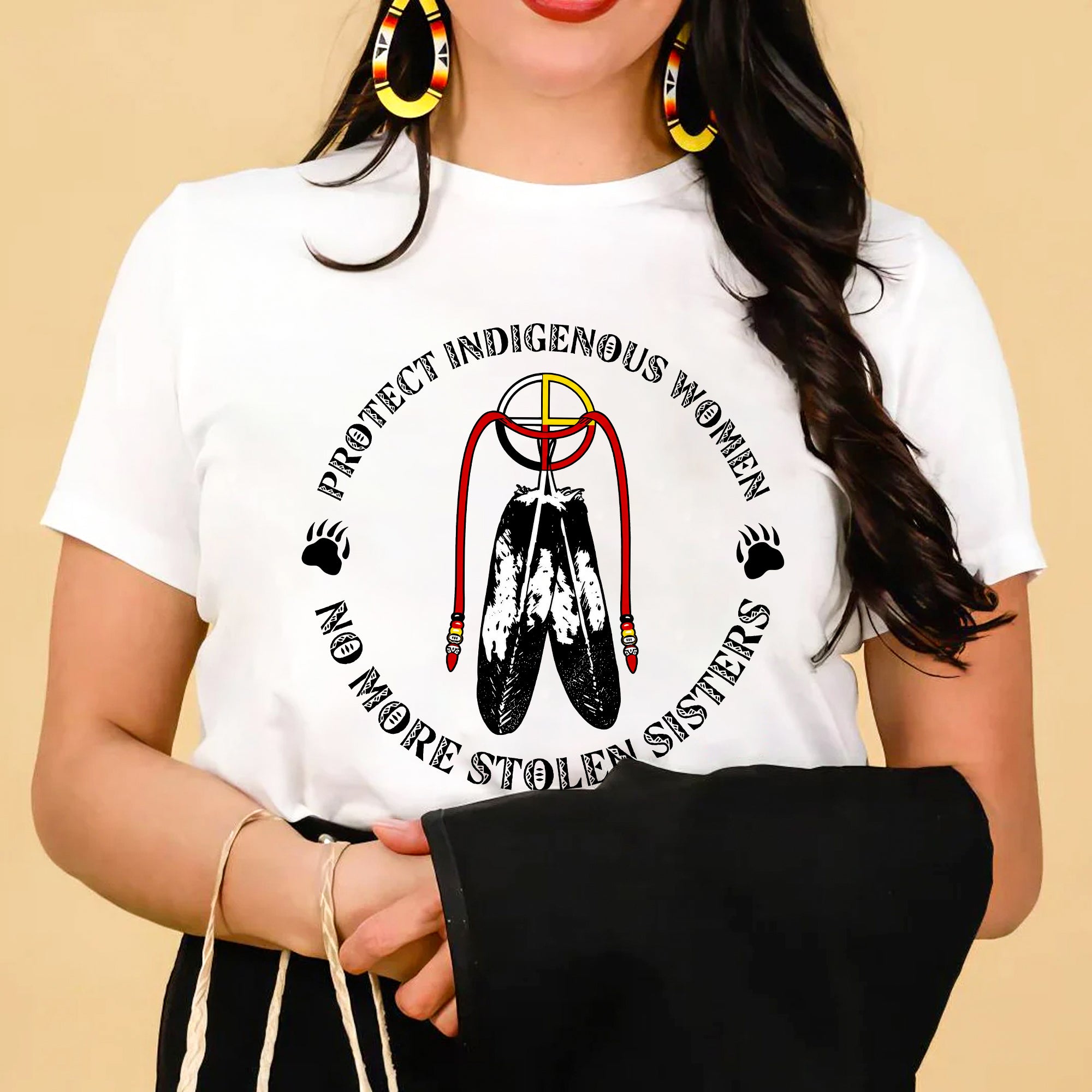 Sacred Feather MMIW - Protect Indigenous Women Medicine Wheel Unisex T-shirt/T-shirt V-Neck/Hoodie/Sweatshirt