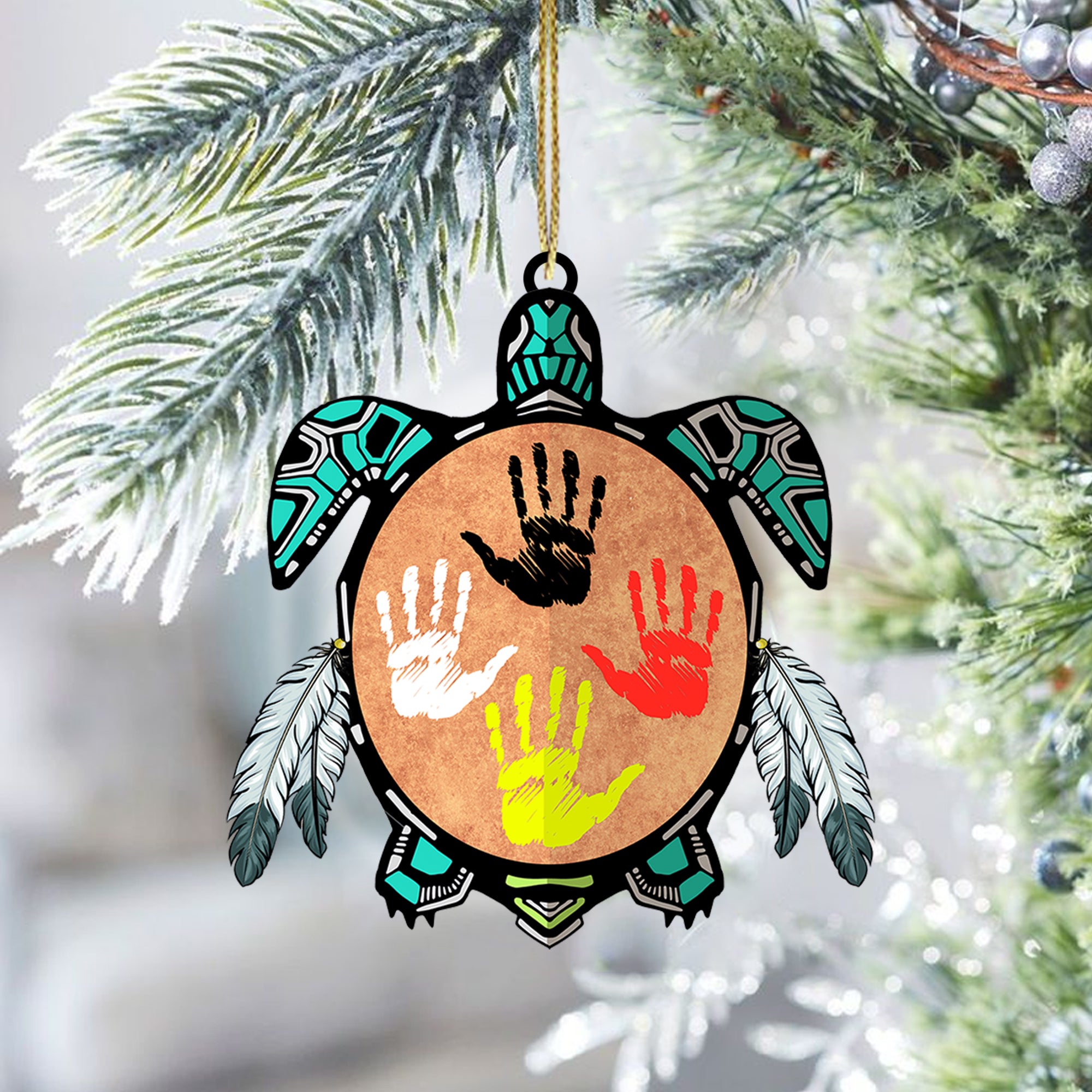 Sacred Turtle Handprint Native American - Unique Christmas Gift Decor Flat Acrylic