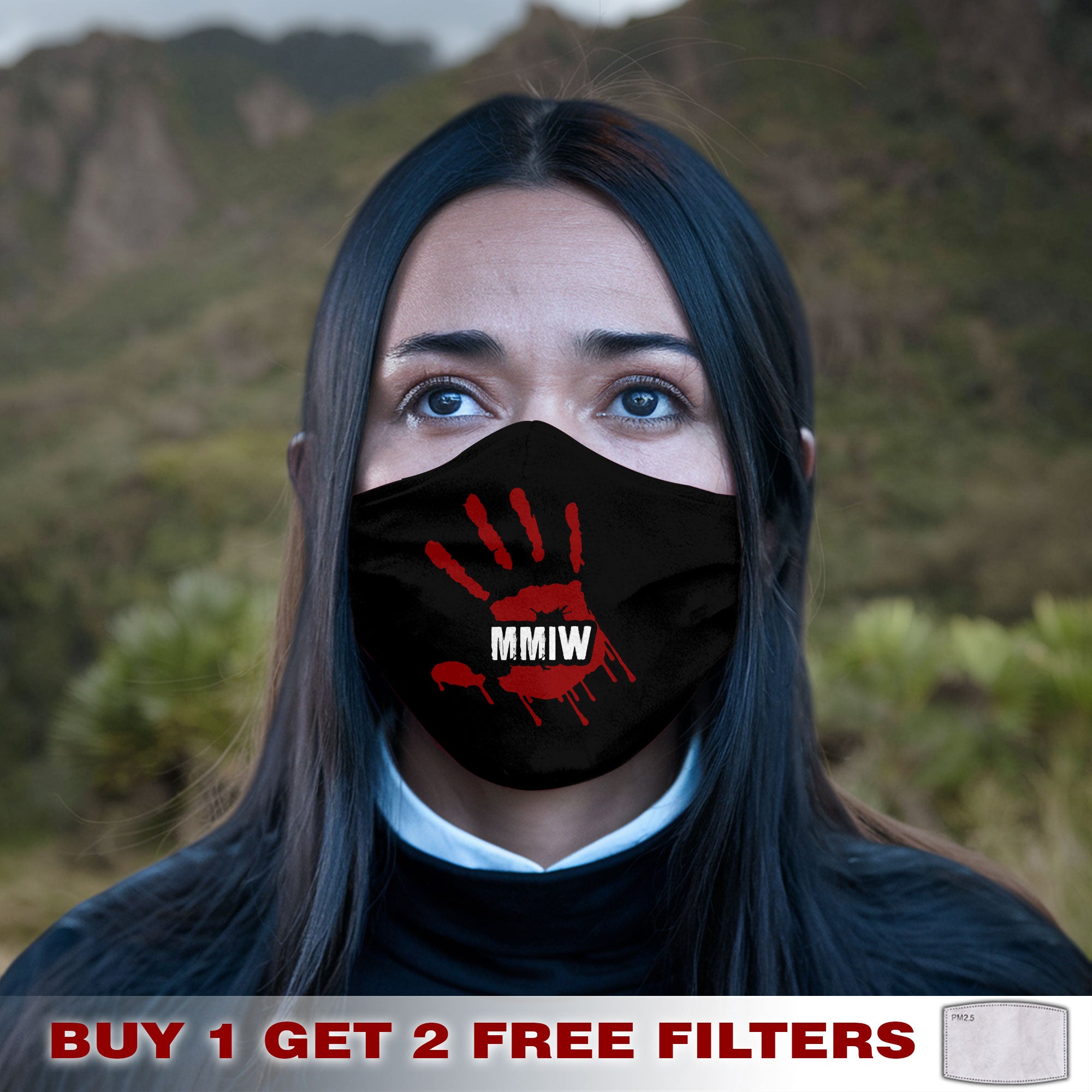 Face Mask Bandana Red Hand - Justice For Missing And Murdered Indigenous Women WC04