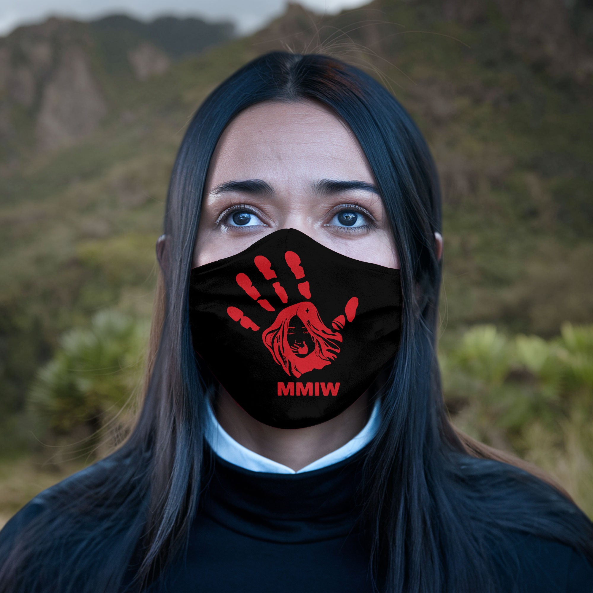 Face Mask Bandana Red Hand - Justice For Missing And Murdered Indigenous Women WC01
