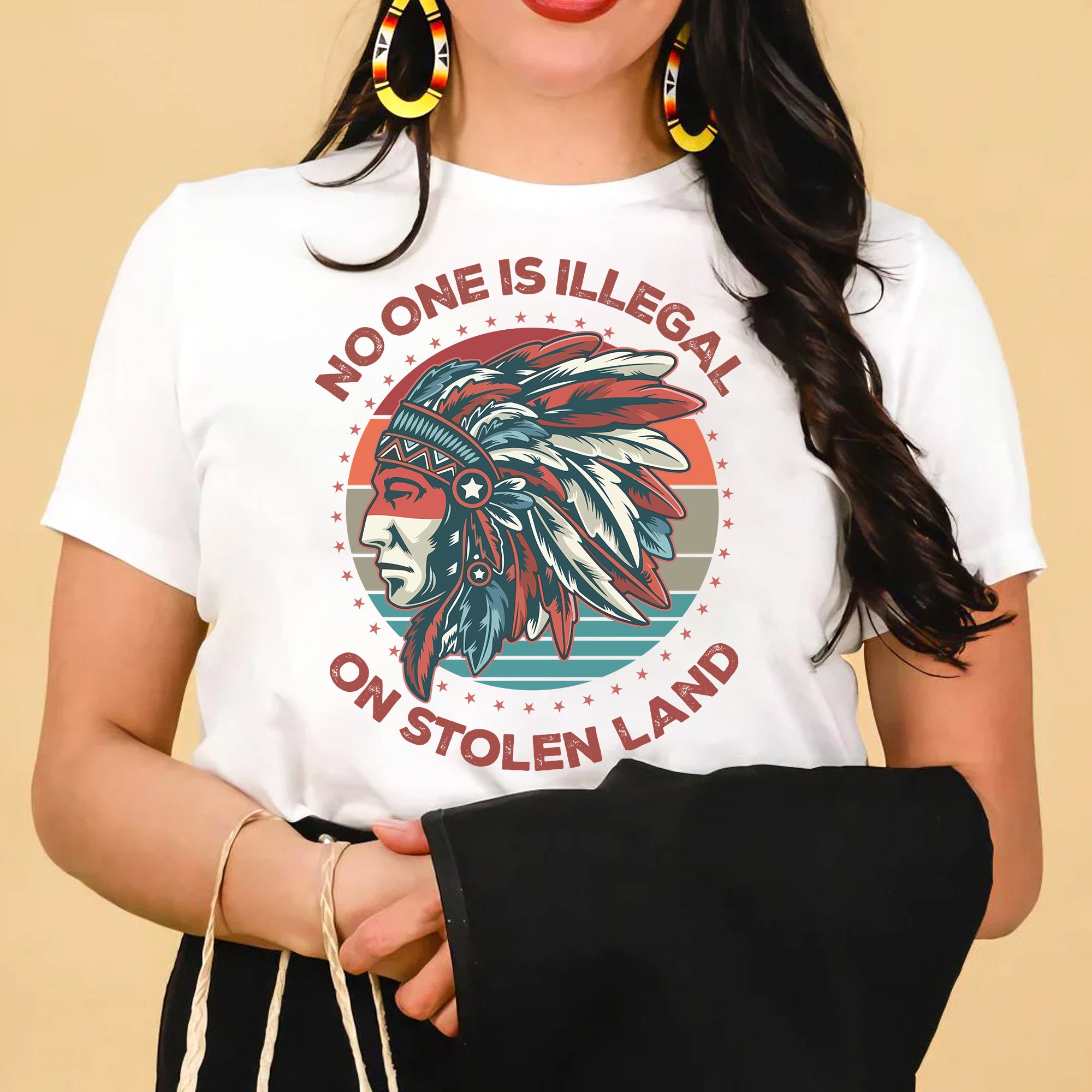 No One Is Illegal On Stolen Land Style 13 - One Sides Unisex T-Shirt/T-Shirt V-Neck/Hoodie/Sweatshirt