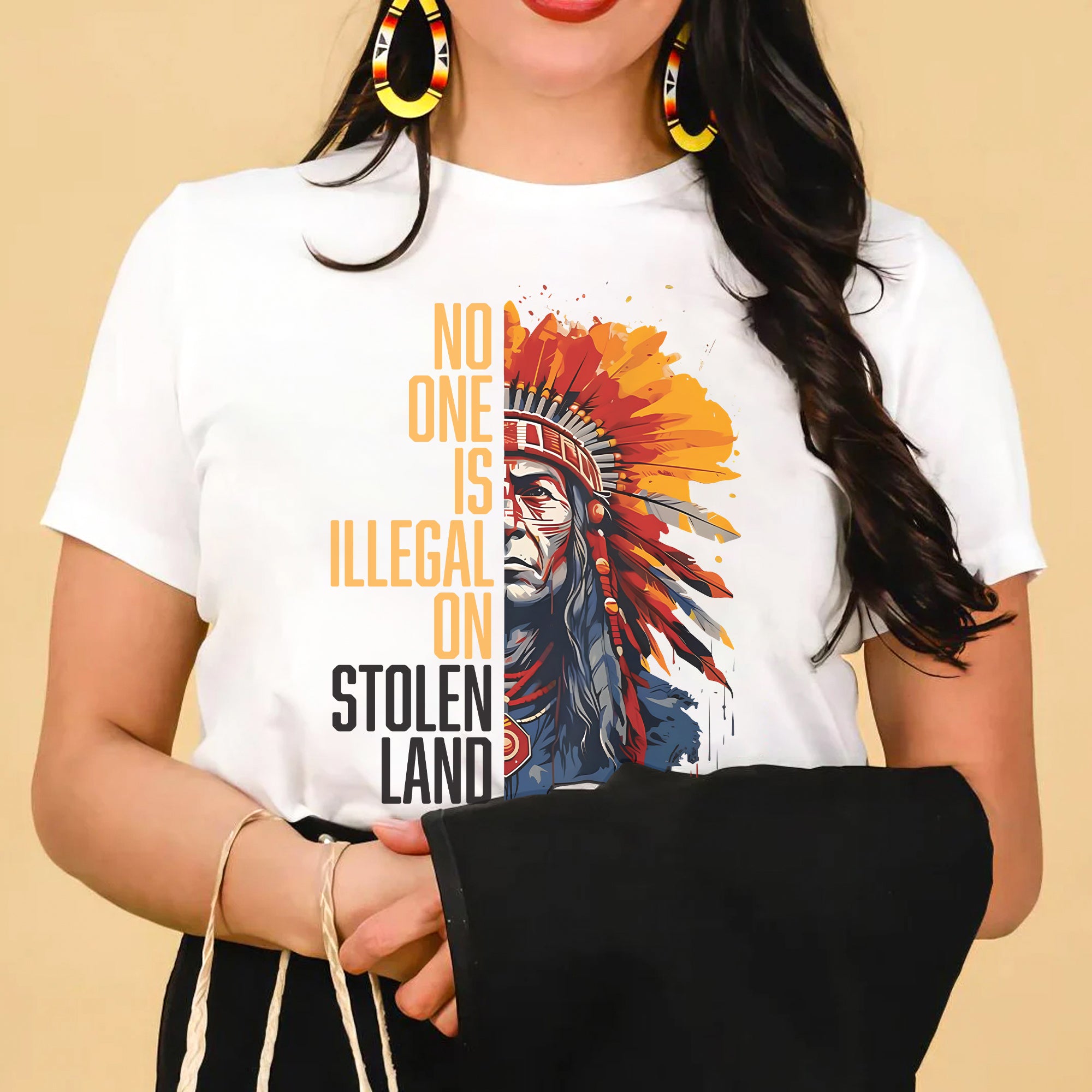 No One Is Illegal On Stolen Land Style 15 - Unisex T-Shirt/T-Shirt V-Neck/Hoodie/Sweatshirt