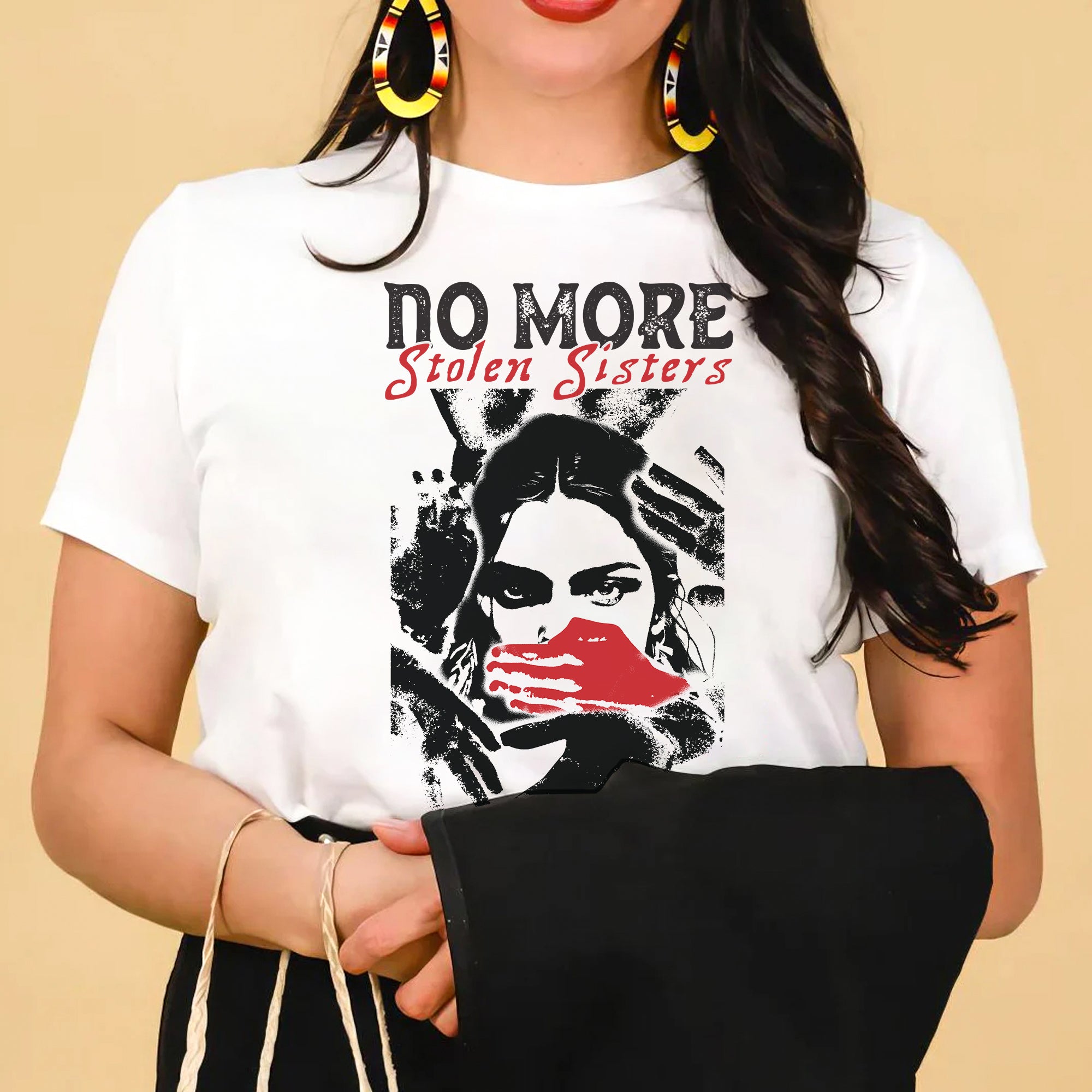 No More Stolen Sisters Red Hand - MMIW Unisex T-Shirt/T-Shirt V-Neck/Hoodie/Sweatshirt One Side