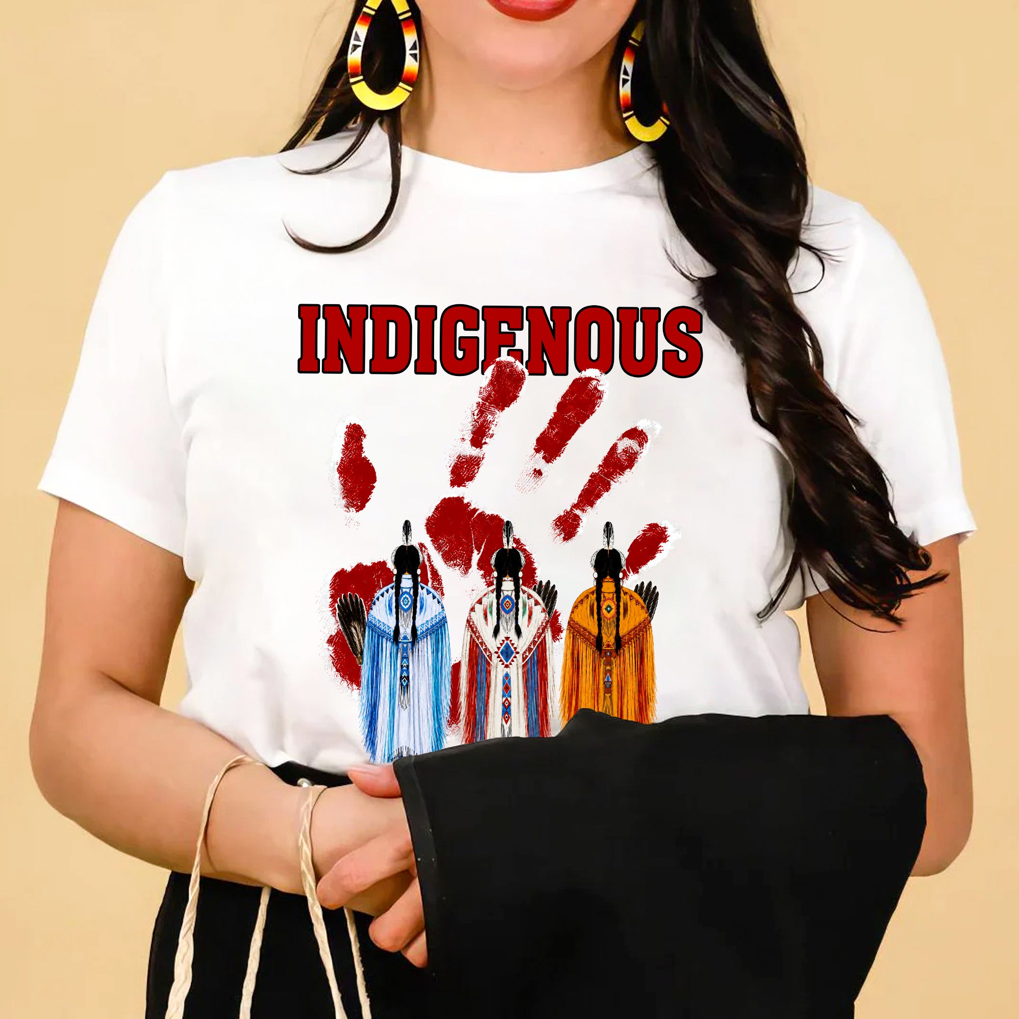 Red Handprint Indigenous Women - MMIW Awareness Three Sisters Unisex T-shirt/T-shirt V-Neck/Hoodie/Sweatshirt