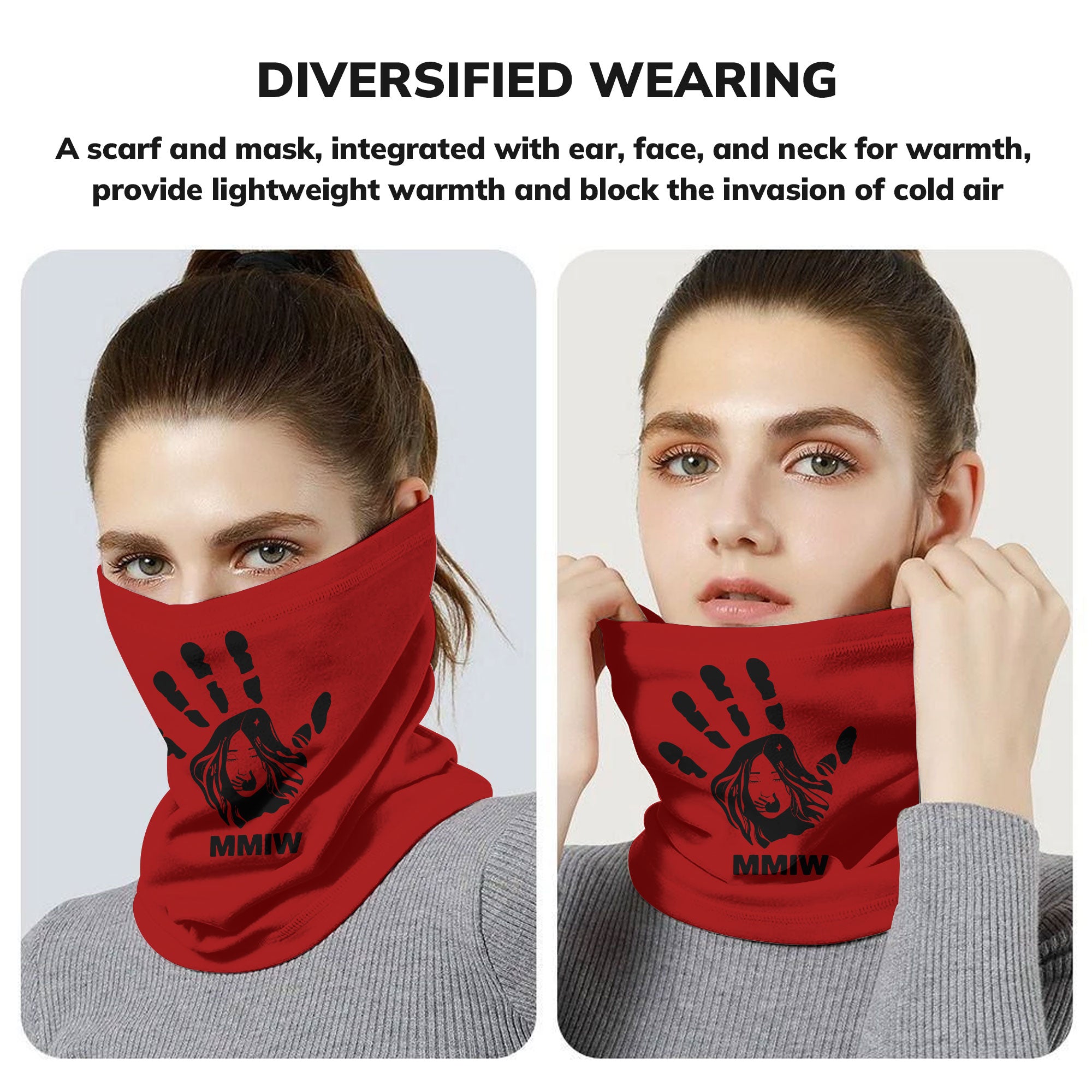 Face Mask Bandana Red Hand - Justice For Missing And Murdered Indigenous Women WC01-RED