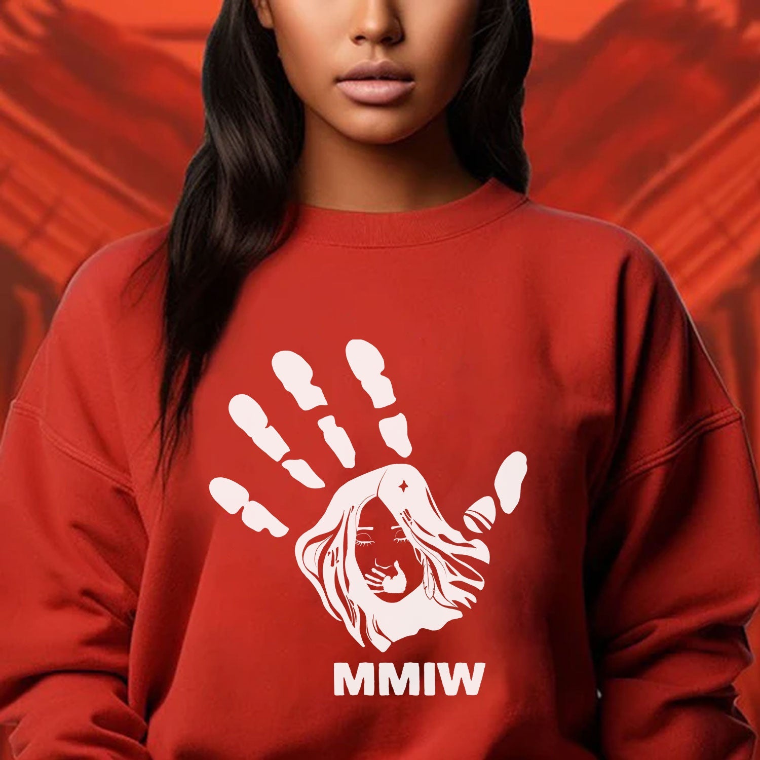 MMIW I Wear Red , No More Stolen Sisters Sweat Shirts White Hand Unisex T-shirt/Hoodie/Sweatshirt
