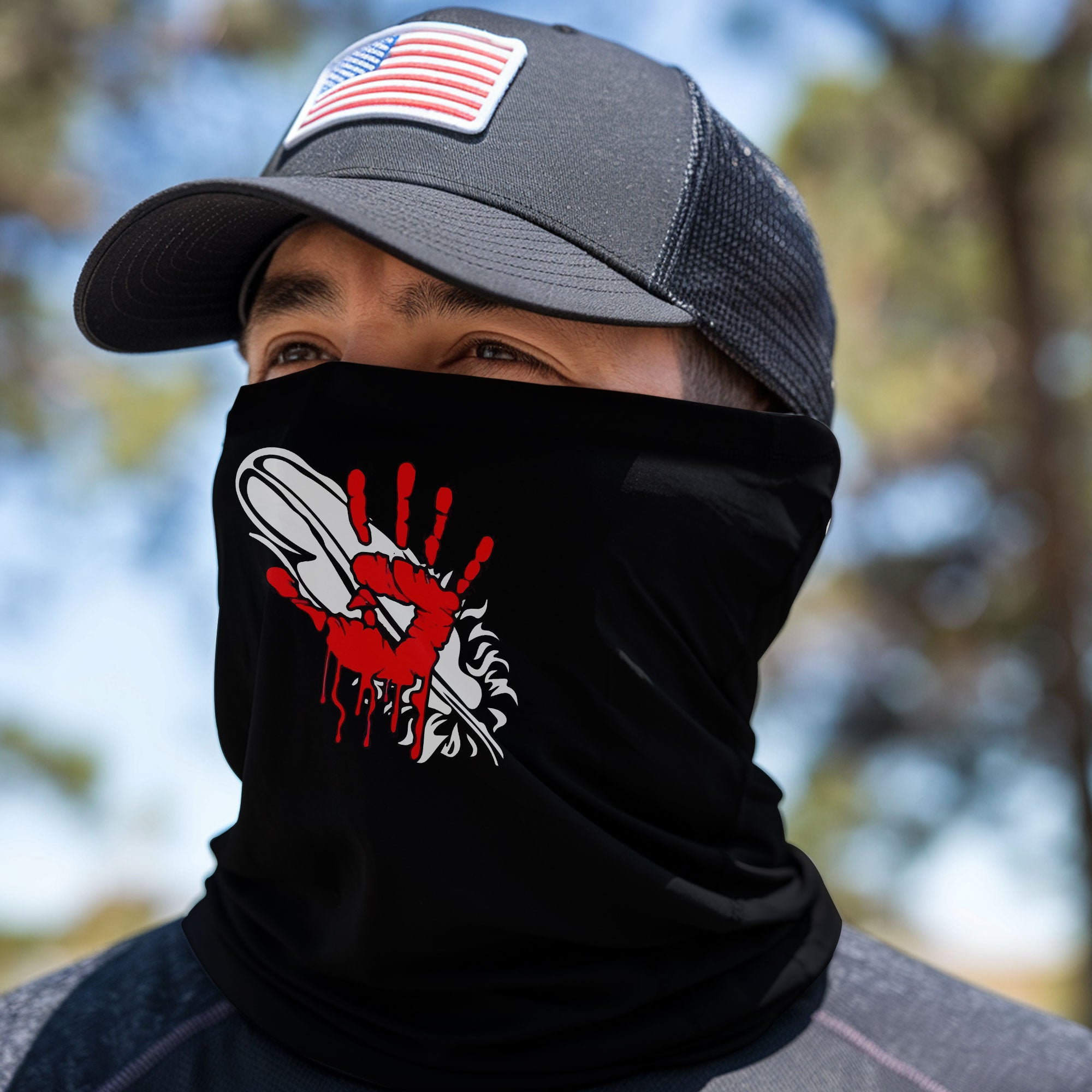 Face Mask Bandana Red Hand - Justice For Missing And Murdered Indigenous Women WC03