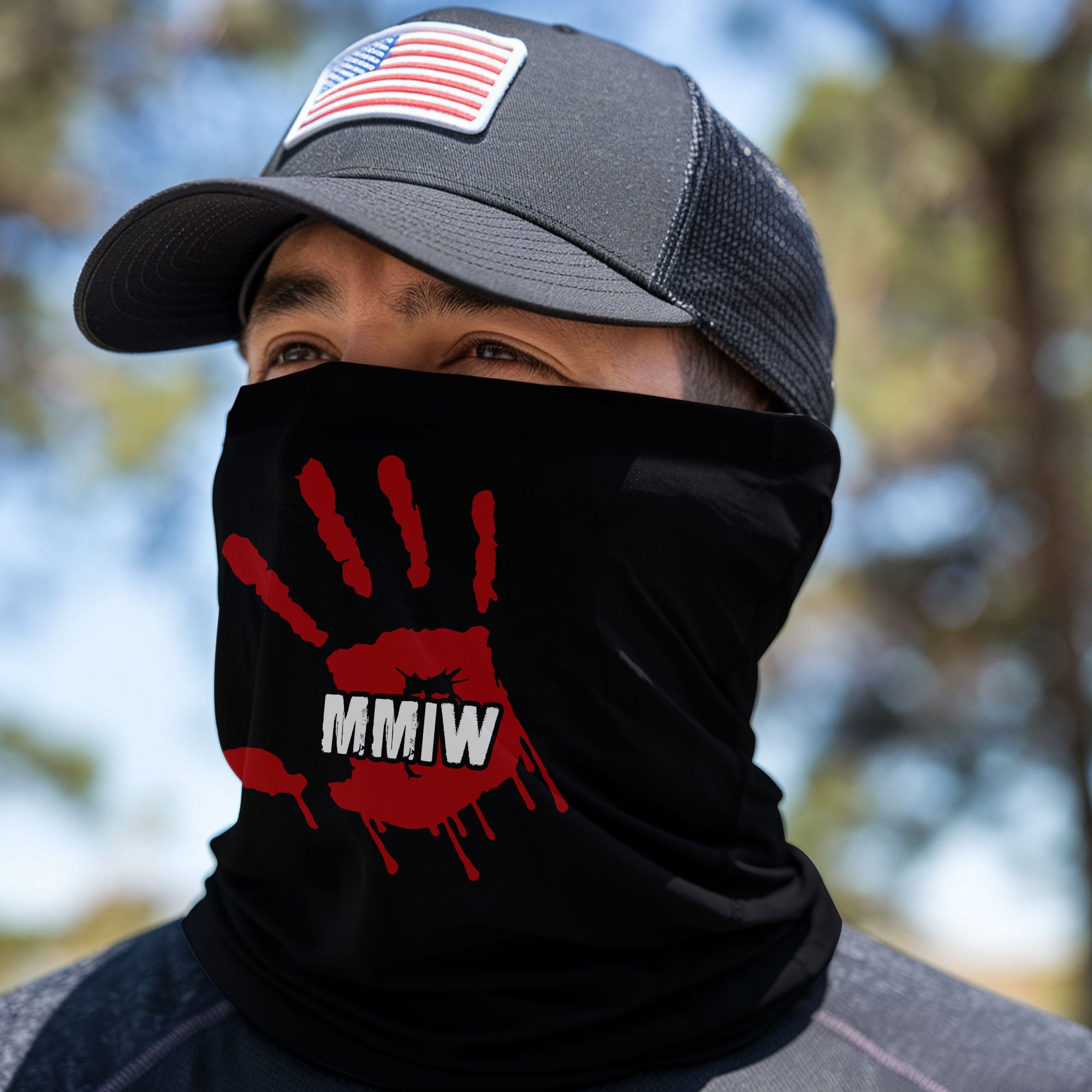 Face Mask Bandana Red Hand - Justice For Missing And Murdered Indigenous Women WC04