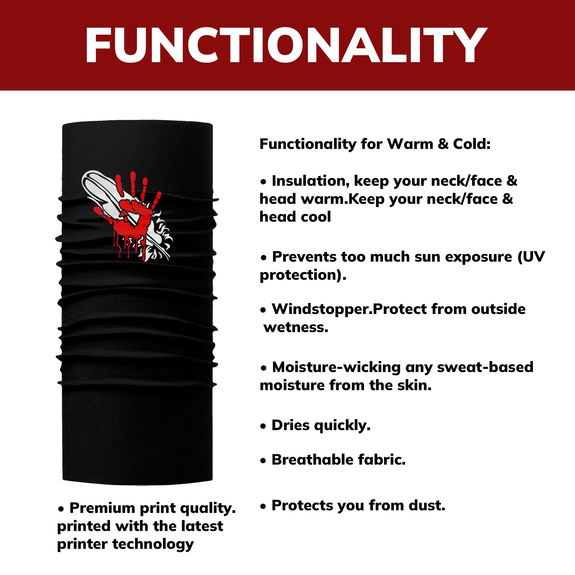 Face Mask Bandana Red Hand - Justice For Missing And Murdered Indigenous Women WC03