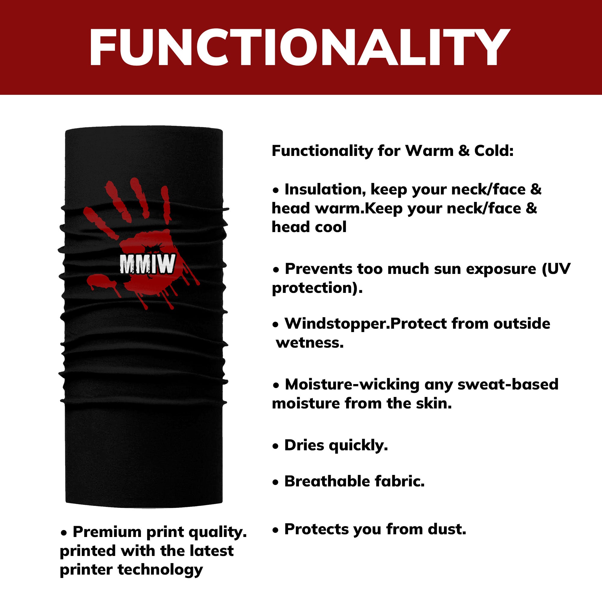 Face Mask Bandana Red Hand - Justice For Missing And Murdered Indigenous Women WC04