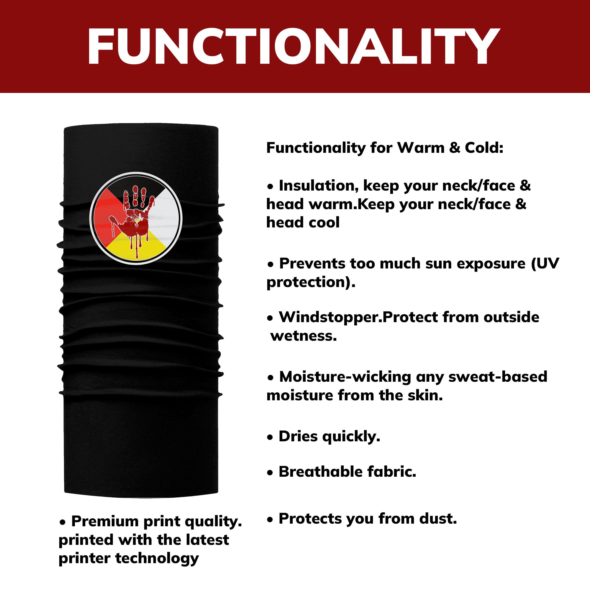Face Mask Bandana Medicine Wheel - Justice For Missing And Murdered Indigenous Women WC02