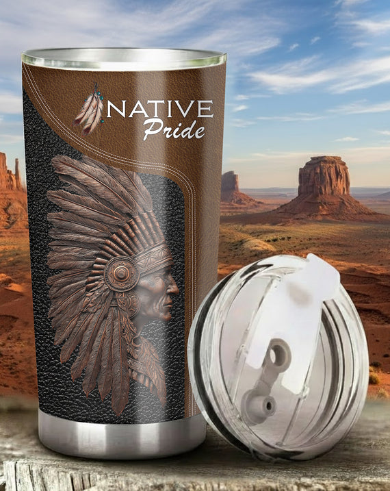 Native Pride Tumbler Stainless Steel Drinking Cup (Custom Name)