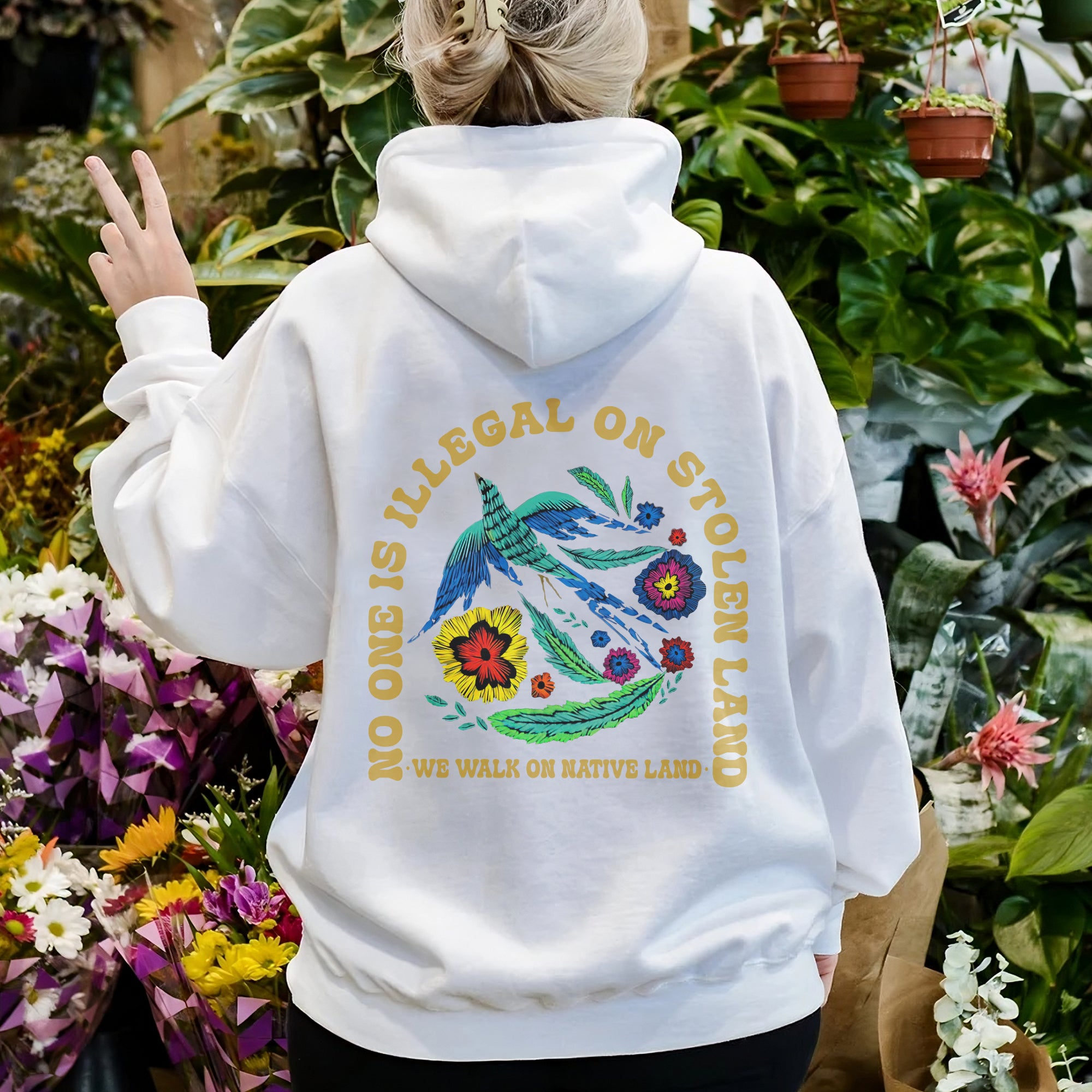 [Two Sides] No One Is Illegal On Stolen Land. We Walk On Native Land Style 10 - Two Sides Unisex T-Shirt/T-Shirt V-Neck/Hoodie/Sweatshirt