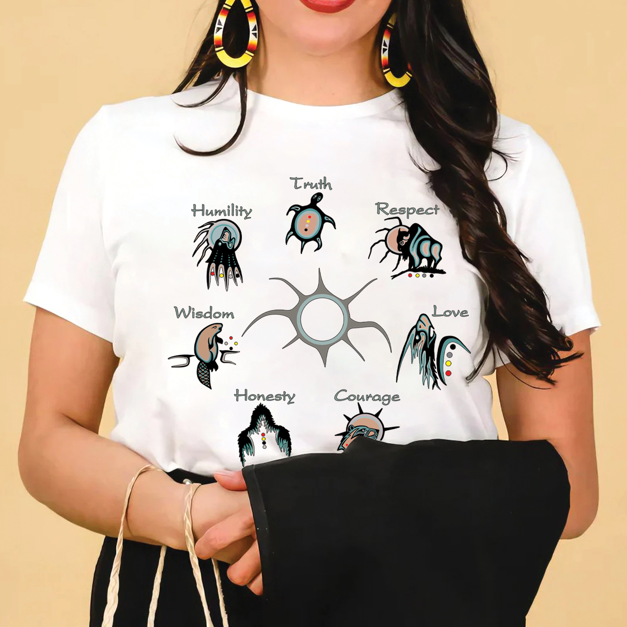 The Seven Sacred Laws Native American Indigenous Culture Unisex Two Sides T-shirt/T-shirt V-Neck/Hoodie/Sweatshirt