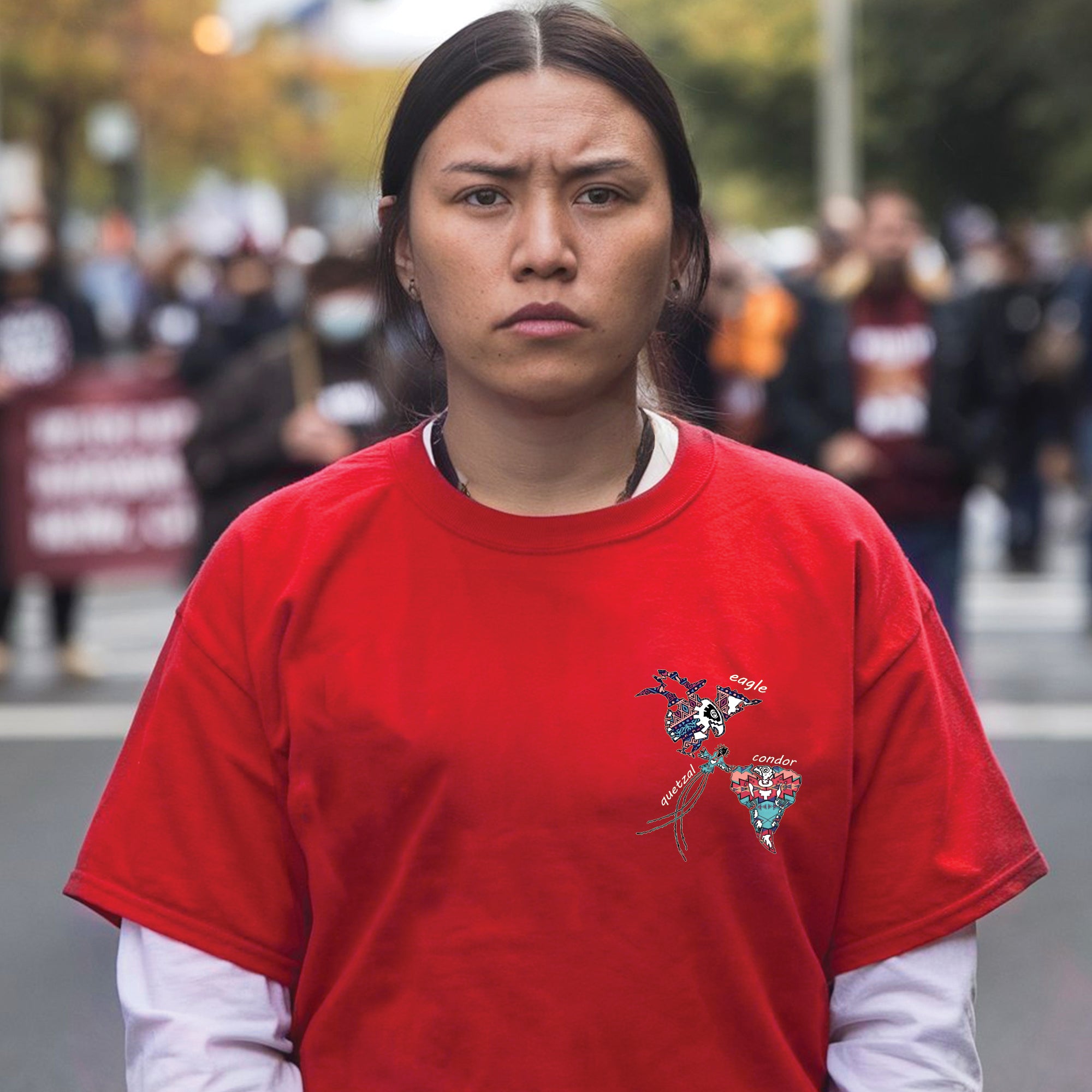 ICE Melt On Native Land – Eagle and Condor Unite Indigenous Solidarity Unisex T-shirt/T-shirt V-Neck/Hoodie/Sweatshirt - Two Sides