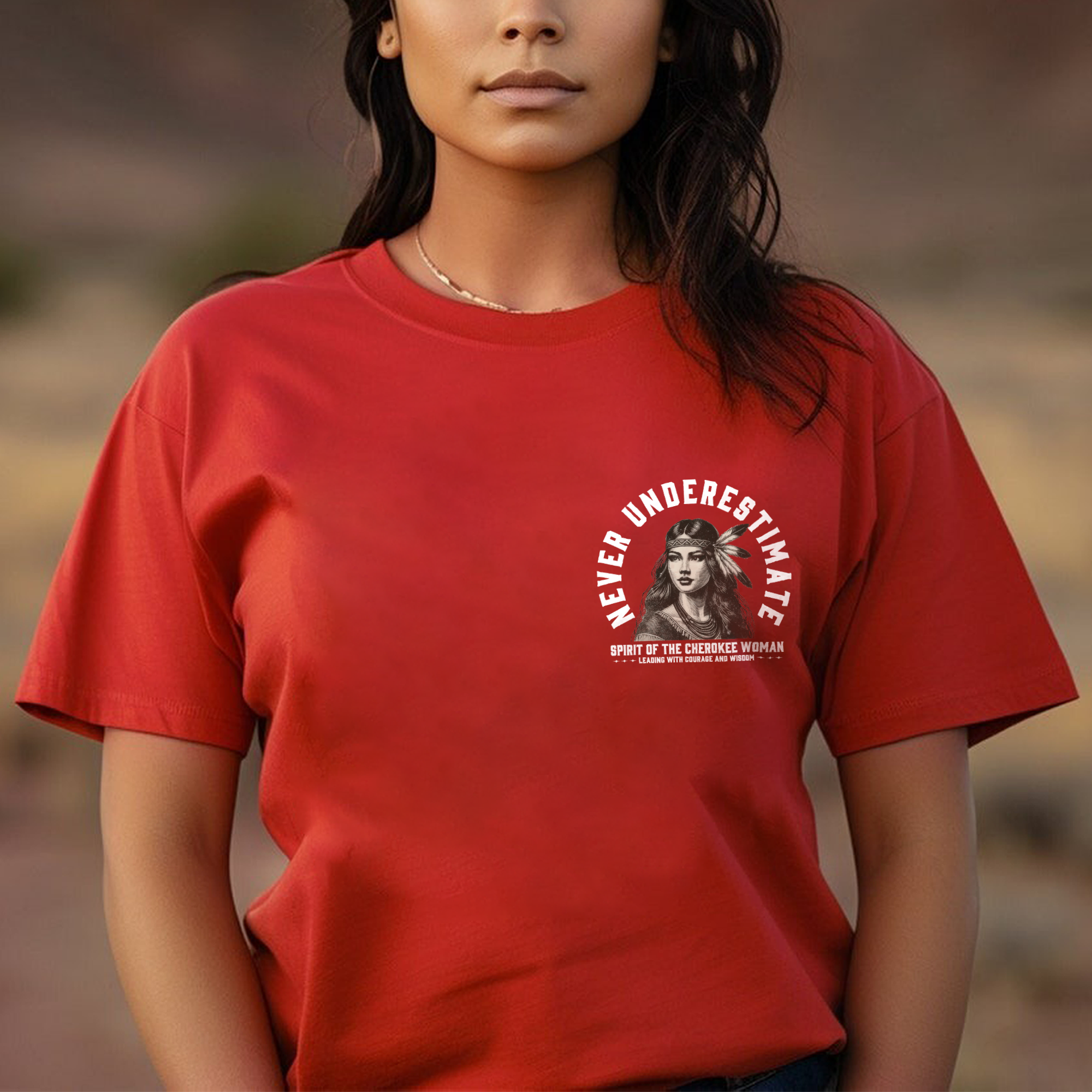 Never Underestimate A Woman With Native Blood Unisex T-Shirt/T-Shirt V-Neck/Hoodie/Sweatshirt Two Sides