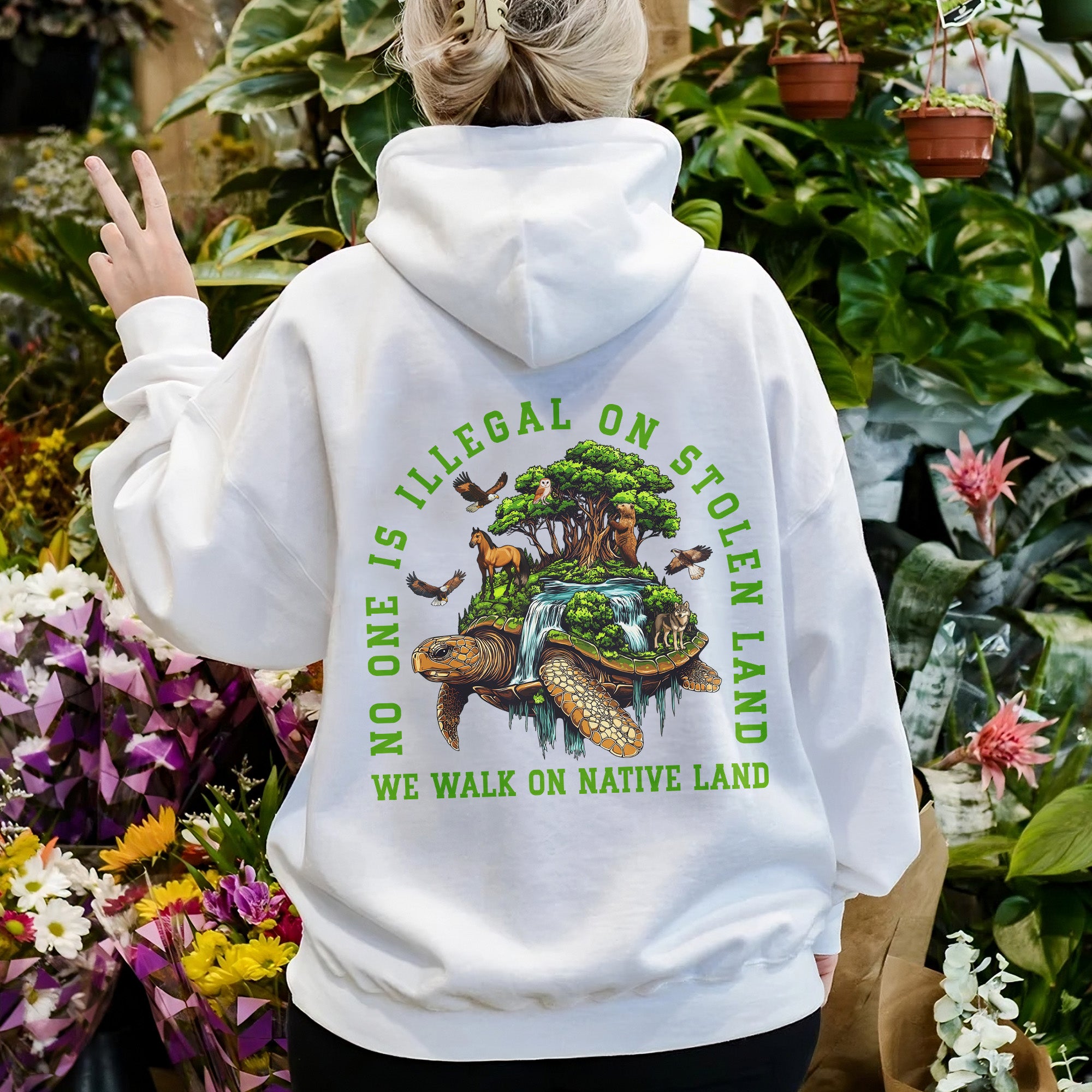 [Two Sides] No One Is Illegal On Stolen Land. We Walk On Native Land Style 4 - Two Sides Unisex T-Shirt/T-Shirt V-Neck/Hoodie/Sweatshirt