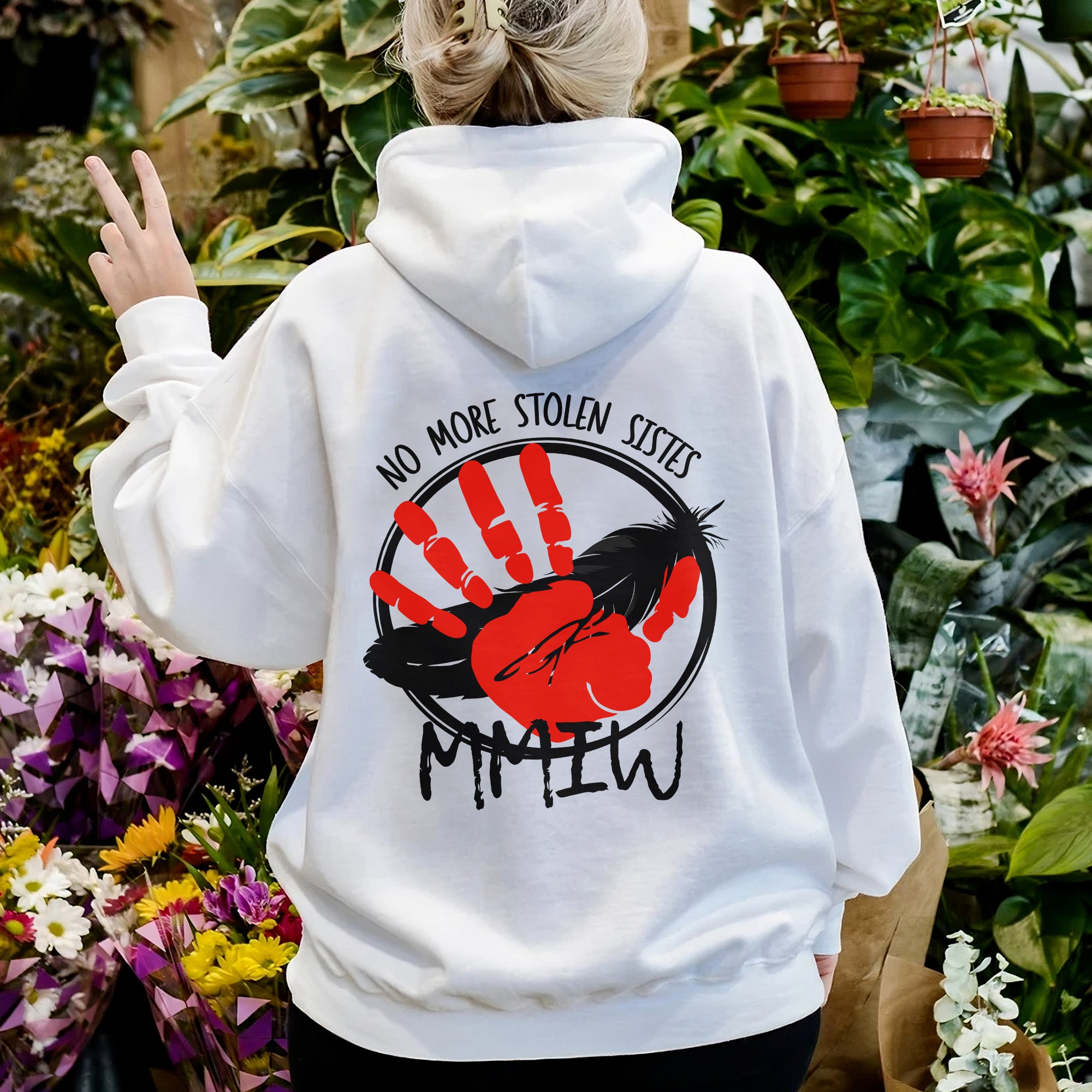 No More Stolen Sisters MMIW Native Women Awareness Unisex T-shirt/T-shirt V-Neck/Hoodie/Sweatshirt-Two Sides