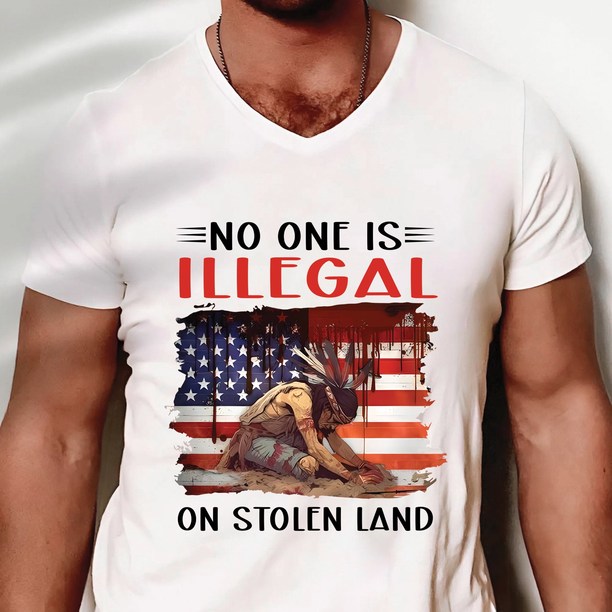 No One Is Illegal On Stolen Land - Unisex T-Shirt/T-Shirt V-Neck/Hoodie/Sweatshirt N41