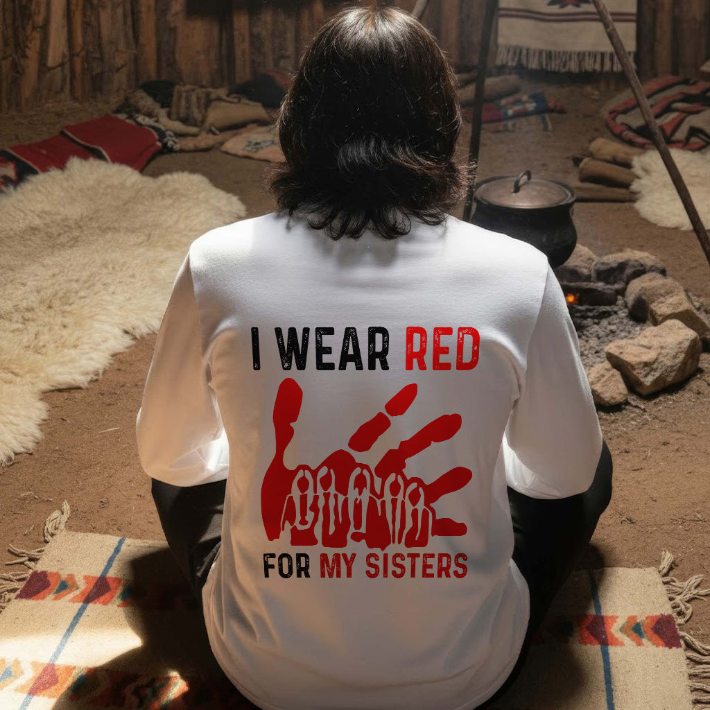 [Two Sides] I Wear Red for My Sisters MMIW Awareness Unisex Tank Top/Long Sleeve/Hoodie Zip