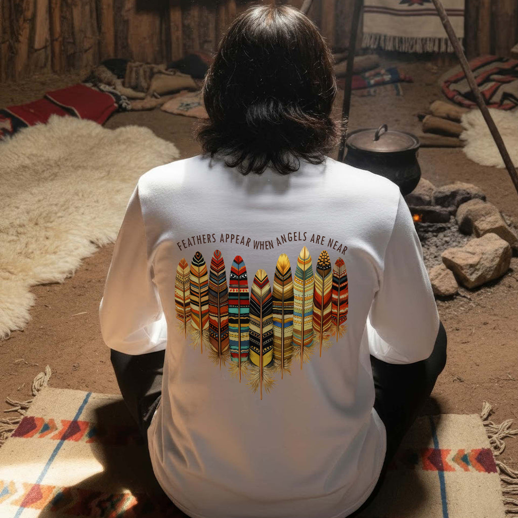 [Two Sides] Feathers Appear When Angels Are Near – Indigenous Women Native American Unisex Tank Top/Long Sleeve/Hoodie Zip