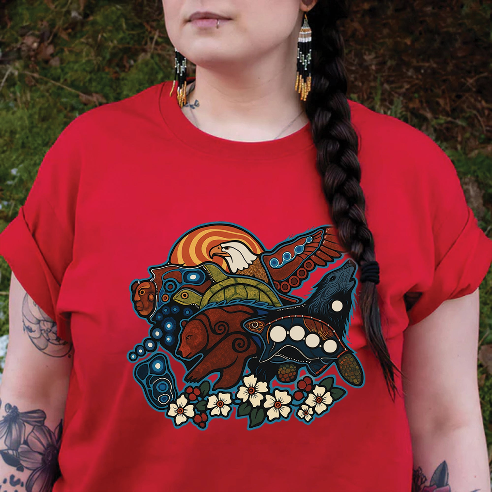 Seven Sacred Teachings Animal Native Wisdom Indigenous Culture Unisex T-Shirt/T-Shirt V-Neck/Hoodie/Sweatshirt