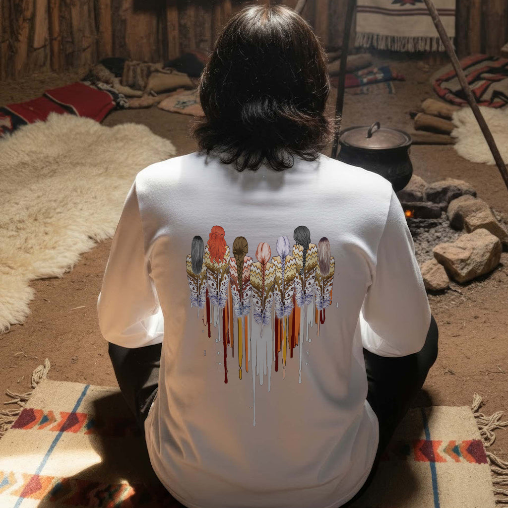 [Two Sides] Native American Feather Heart Indigenous Women Unisex Tank Top/Long Sleeve/Hoodie Zip