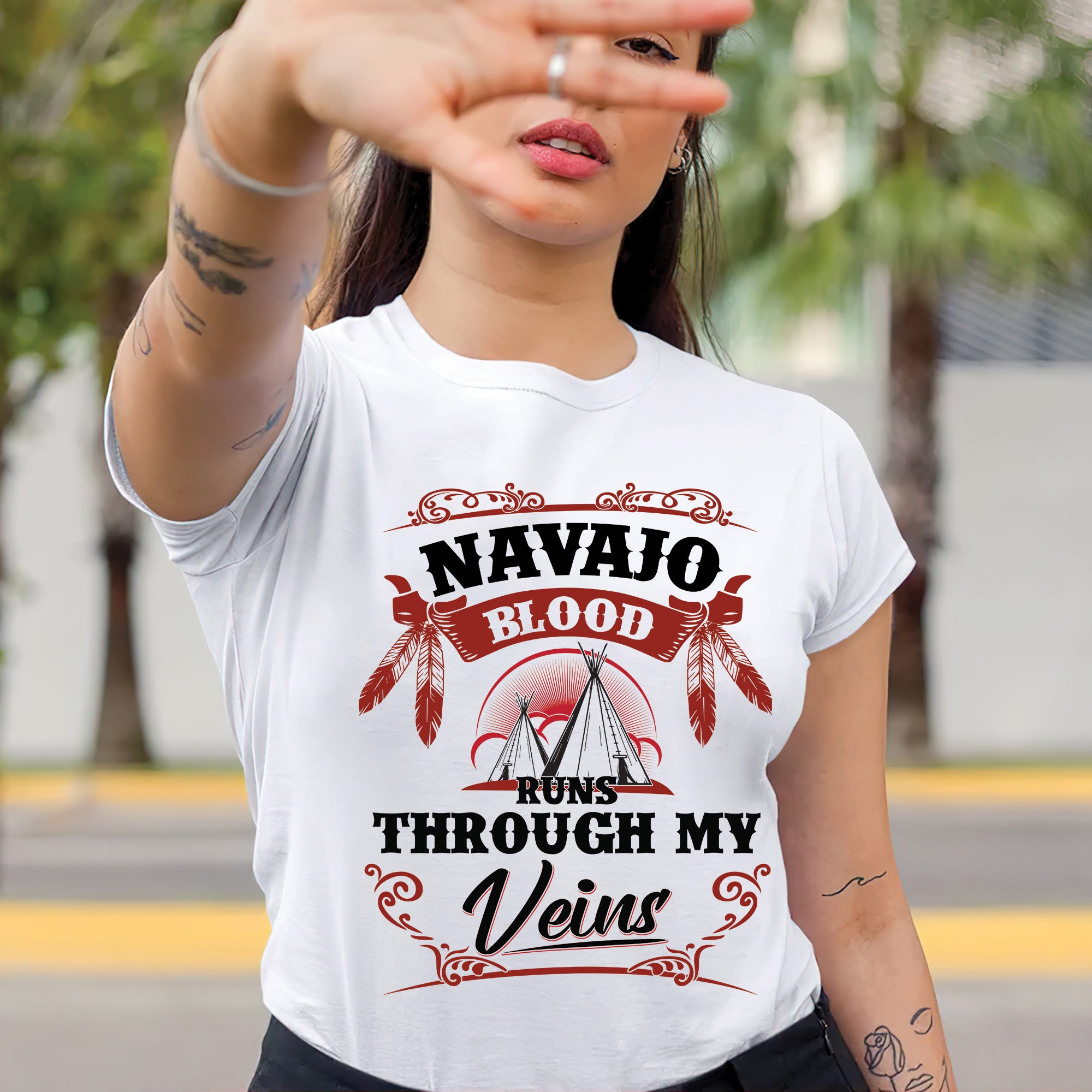 Native Blood Runs Through My Veins Unisex T-Shirt/T-Shirt V-Neck/Hoodie/Sweatshirt (Custom Tribe)