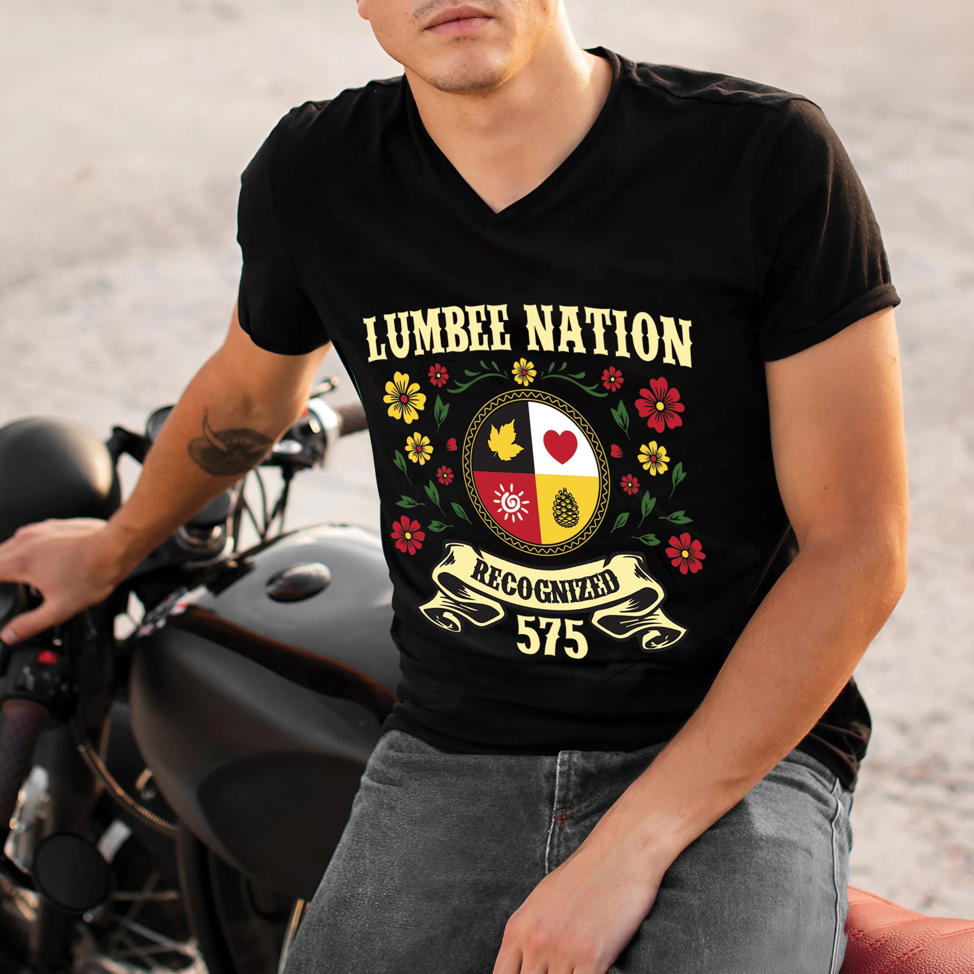 Lumbee Nation Recognized Native American 575 Floral Design Unisex T-shirt/T-shirt V-neck/Hoodie/Sweatshirt
