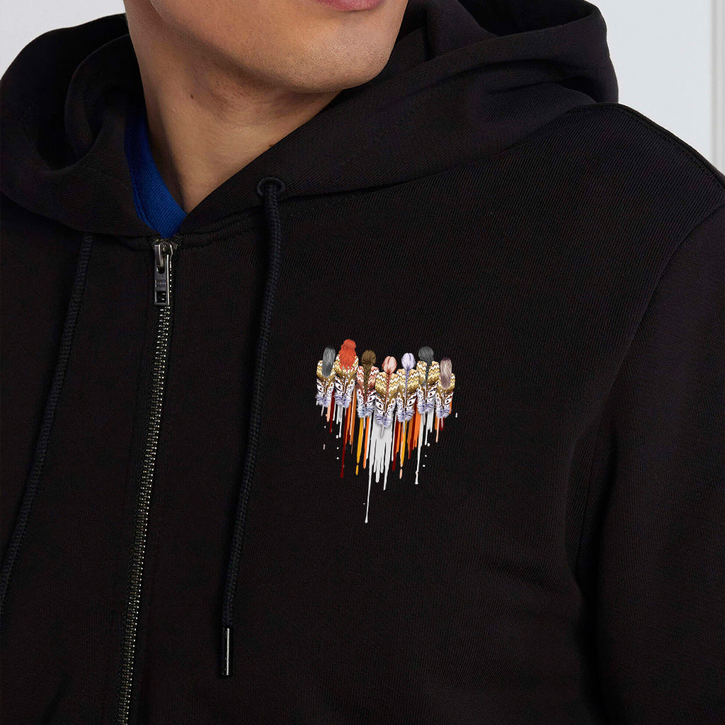 [Two Sides] Native American Feather Heart Indigenous Women Unisex Tank Top/Long Sleeve/Hoodie Zip