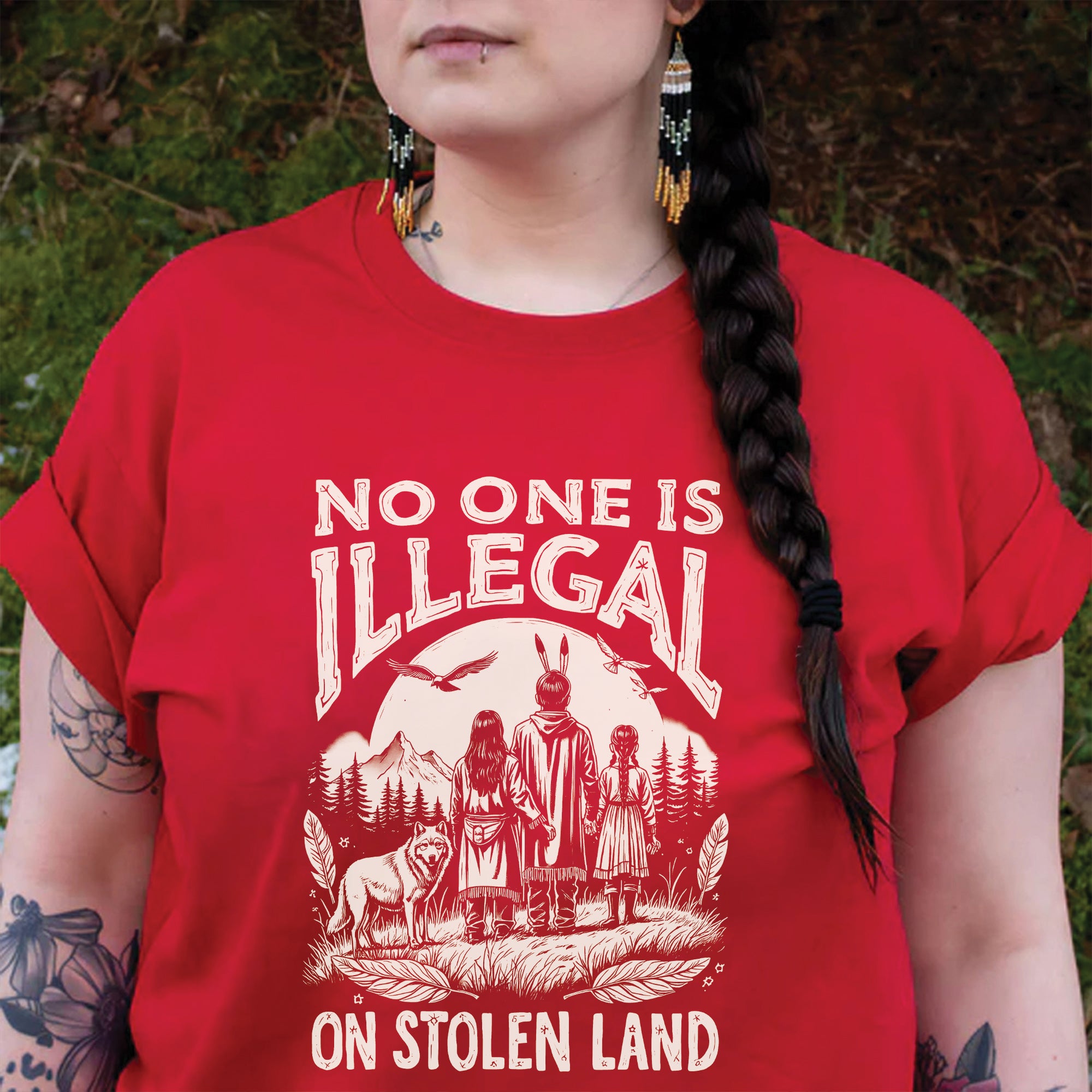 No One Is Illegal On Stolen Land - Unisex T-Shirt/T-Shirt V-Neck/Hoodie/Sweatshirt N56 Style 2