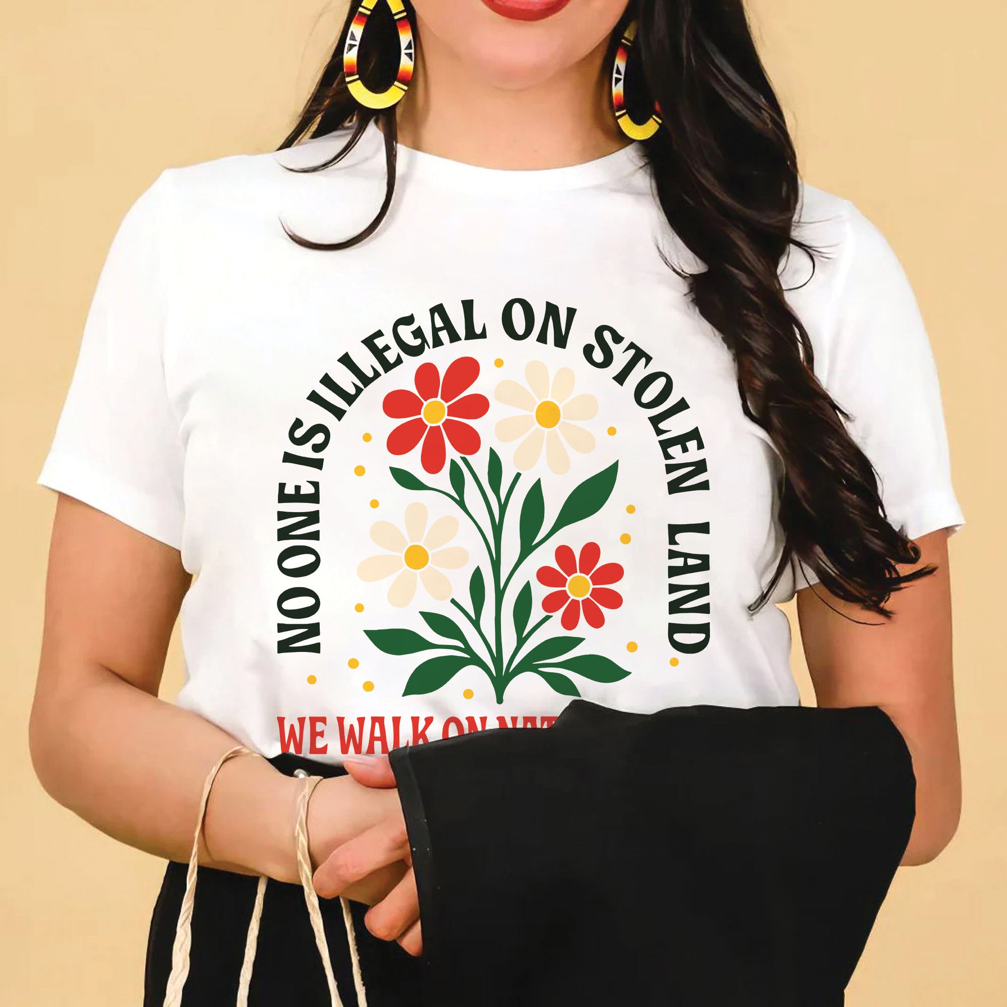 No One Is Illegal on Stolen Land We Walk on Native Land Unisex T-shirt/V-neck T-shirt/Hoodie/Sweatshirt N324