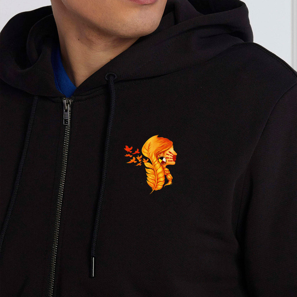 [Two Sides] Justice for MMIW Hoodie - Indigenous Woman with Feather Design Unisex Tank Top/Long Sleeve/Hoodie Zip