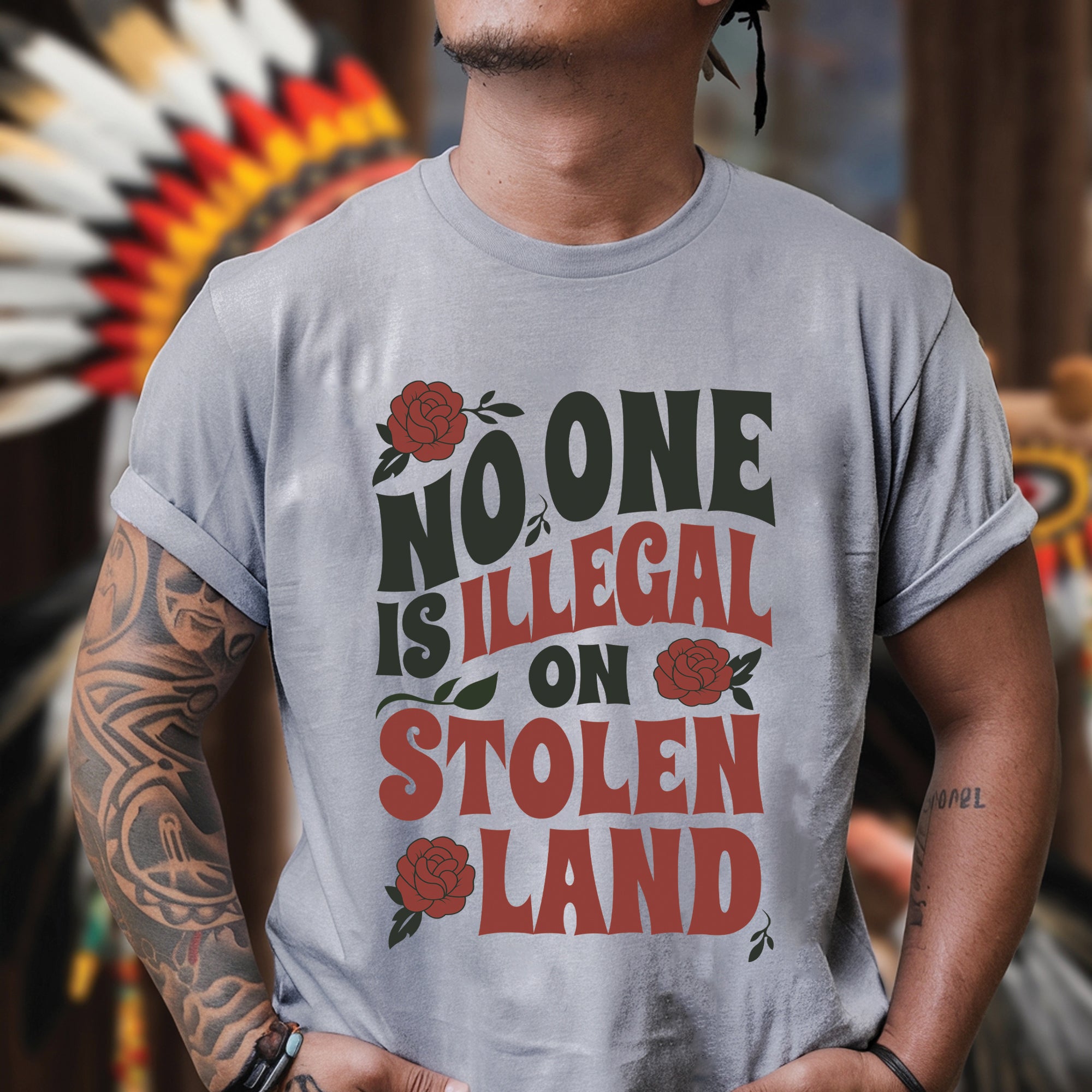 [Two Sides] No One Is Illegal On Stolen Land - Unisex T-Shirt/T-Shirt V-Neck/Hoodie/Sweatshirt N52