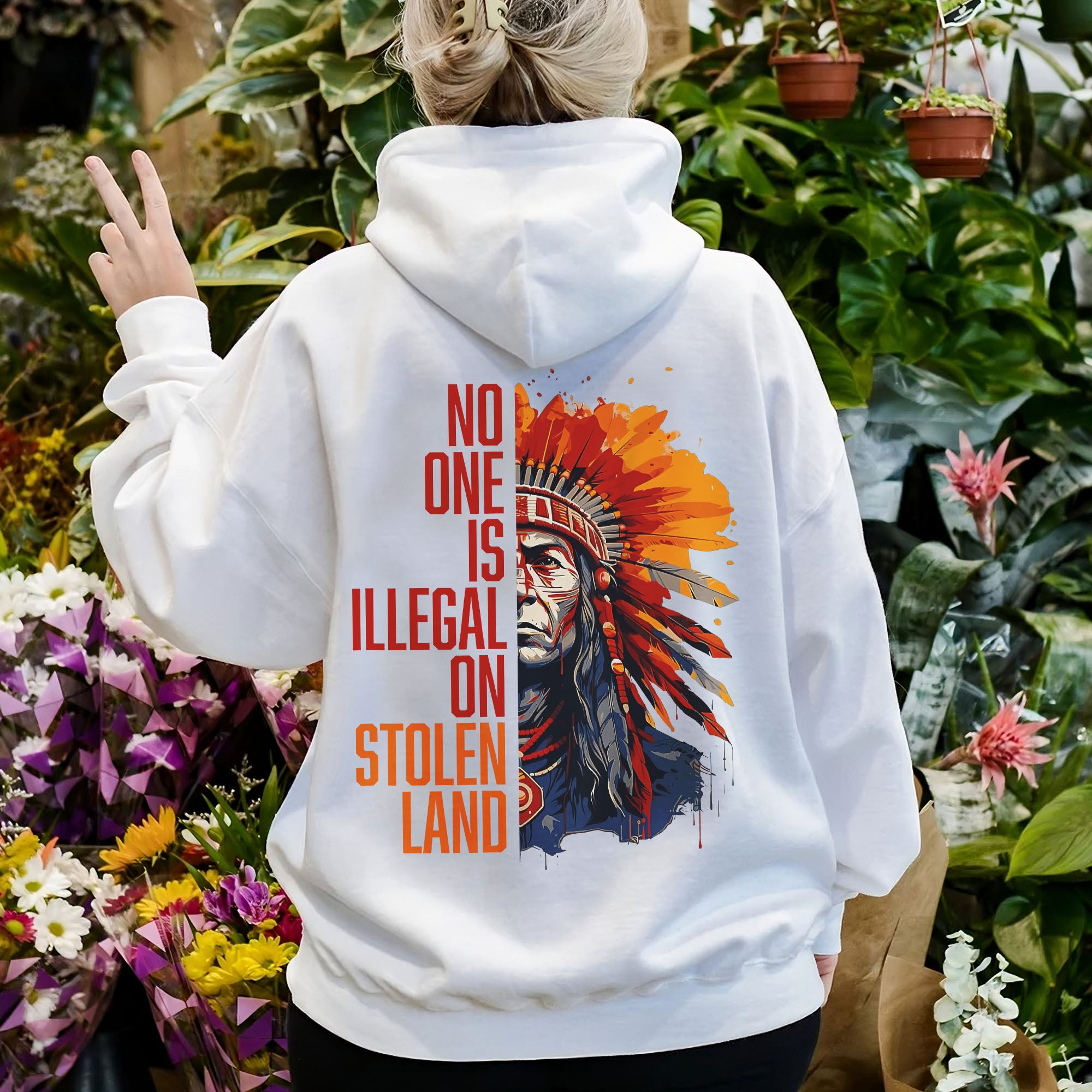 No One Is Illegal On Stolen Land Style 15 - Unisex T-shirt/T-shirt V-Neck/Hoodie/Sweatshirt - Two Sides