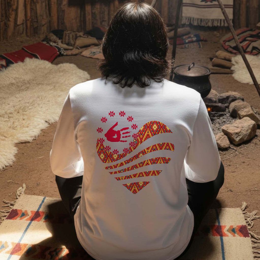 [Two Sides] Red Hand Heart of Culture Native American Unisex Tank Top/Long Sleeve/Hoodie Zip