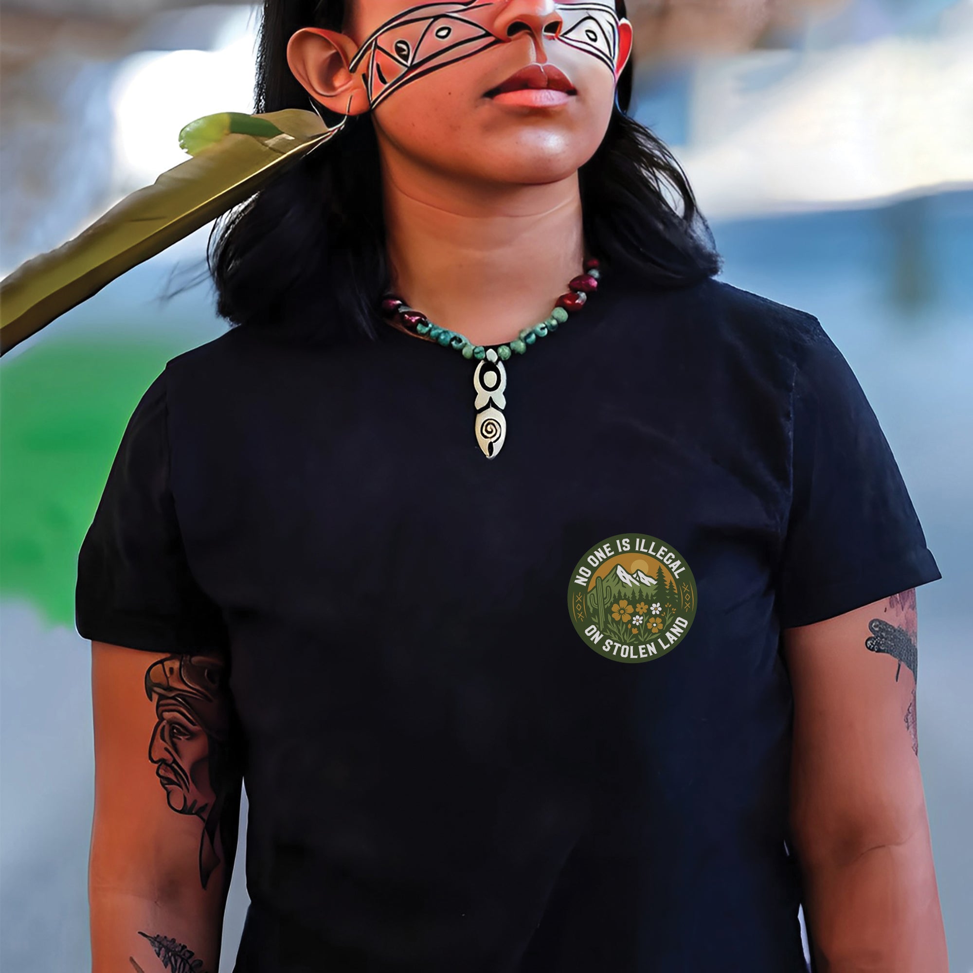 No One Is Illegal On Stolen Land - Unisex T-Shirt/T-Shirt V-Neck/Hoodie/Sweatshirt - Two Sides N62