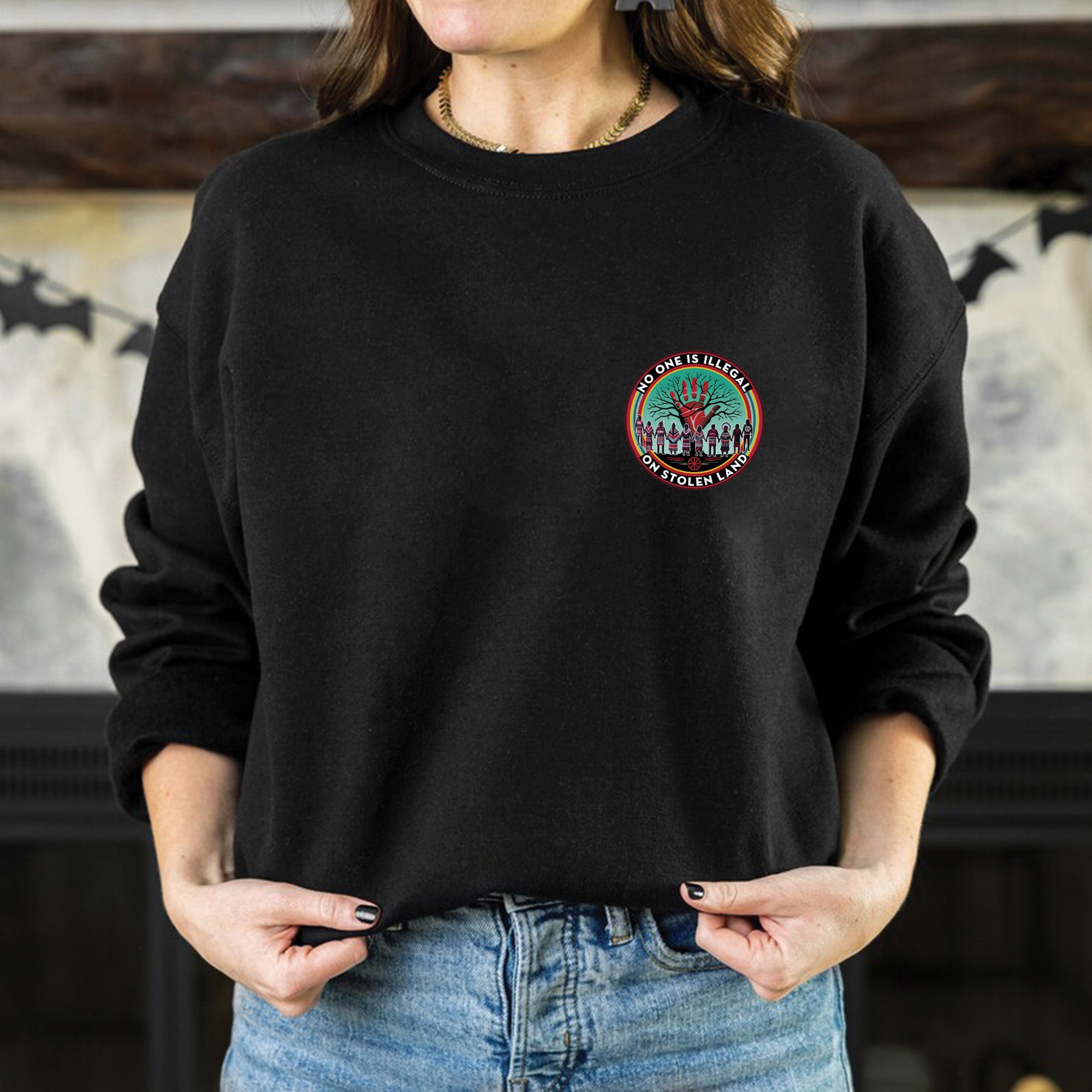 [Two Sides] No One Is Illegal On Stolen Land. We Walk On Native Land - Two Sides Unisex T-Shirt/T-Shirt V-Neck/Hoodie/Sweatshirt N27