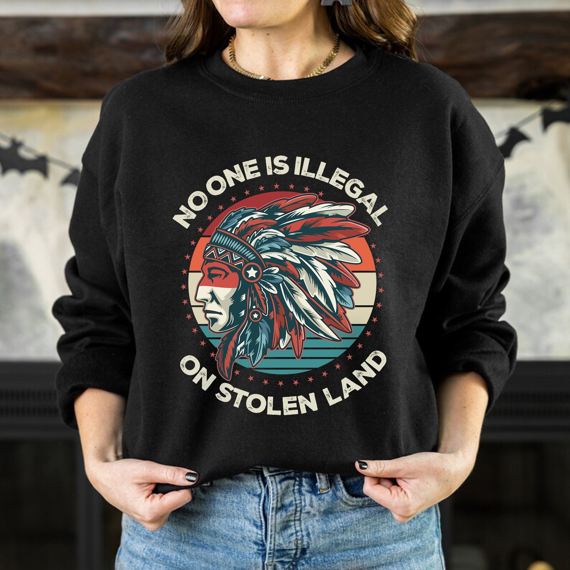 No One Is Illegal On Stolen Land Style 13 - One Sides Unisex T-Shirt/T-Shirt V-Neck/Hoodie/Sweatshirt
