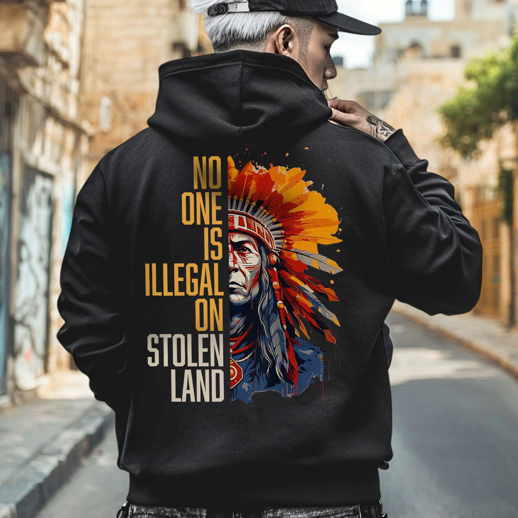 No One Is Illegal On Stolen Land Style 15 - Unisex T-shirt/T-shirt V-Neck/Hoodie/Sweatshirt - Two Sides