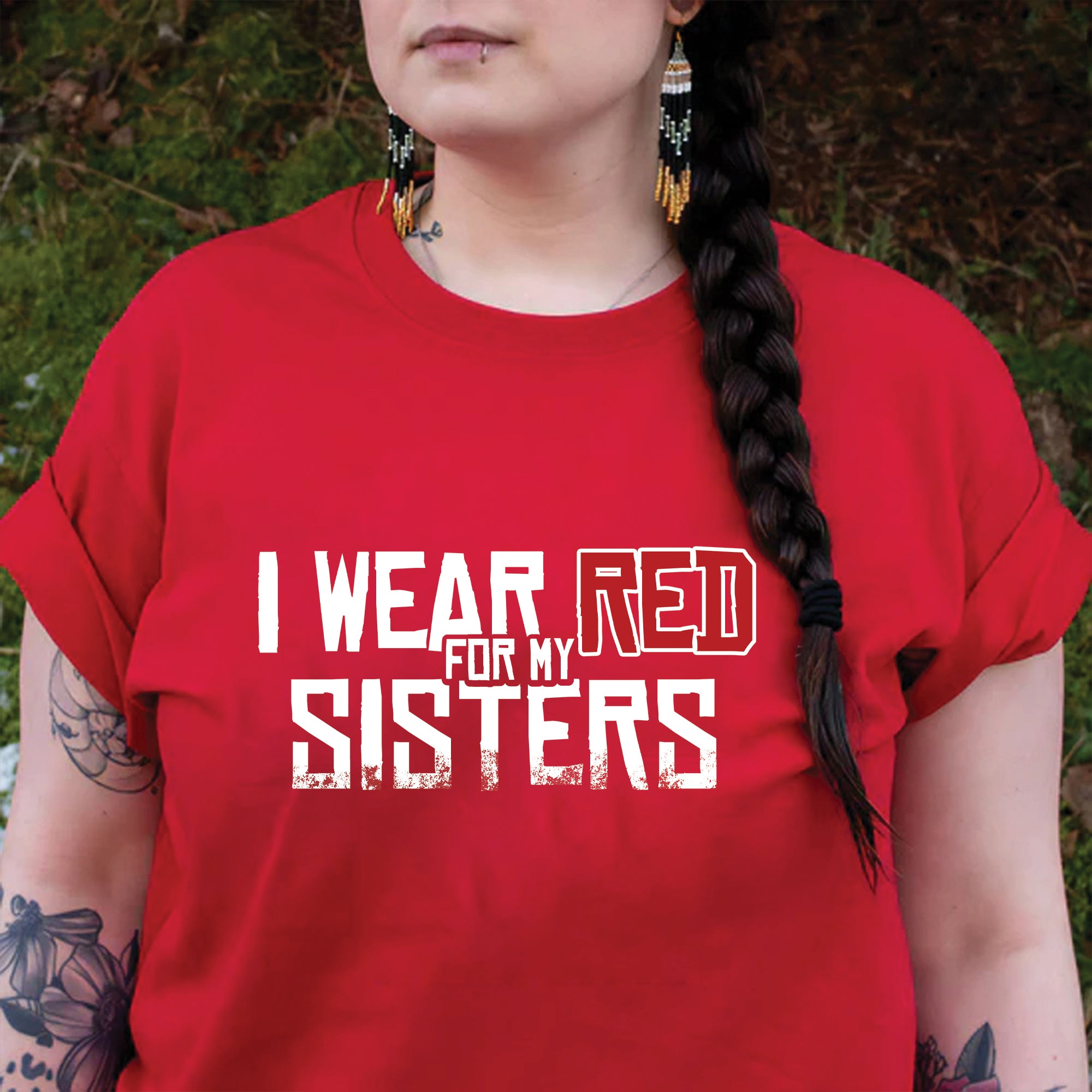 MMIW I Wear Red For My Sisters Native American Unisex T-shirt/T-shirt V-Neck/Hoodie/Sweatshirt