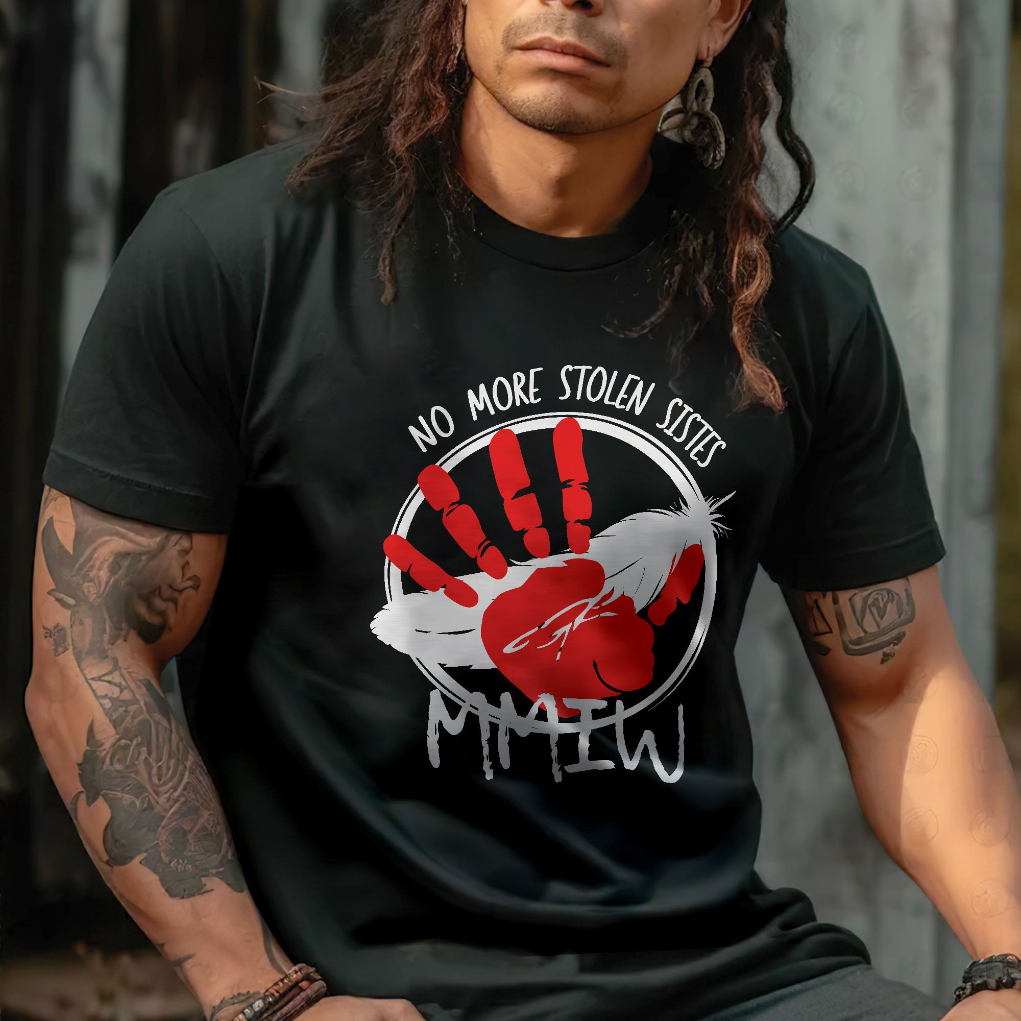 No More Stolen Sisters MMIW Native Women Awareness Unisex T-shirt/T-shirt V-Neck/Hoodie/Sweatshirt - One side