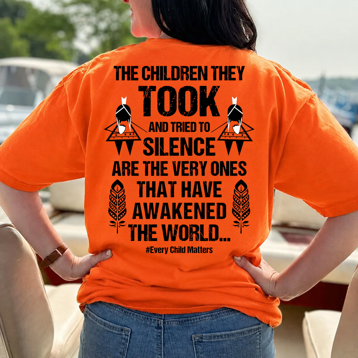 [Two Sides] They Tried To Silence Us Every Child Matters Orange Unisex T-shirt/T-shirt V-Neck/Hoodie/Sweatshirt/Long Sleeve