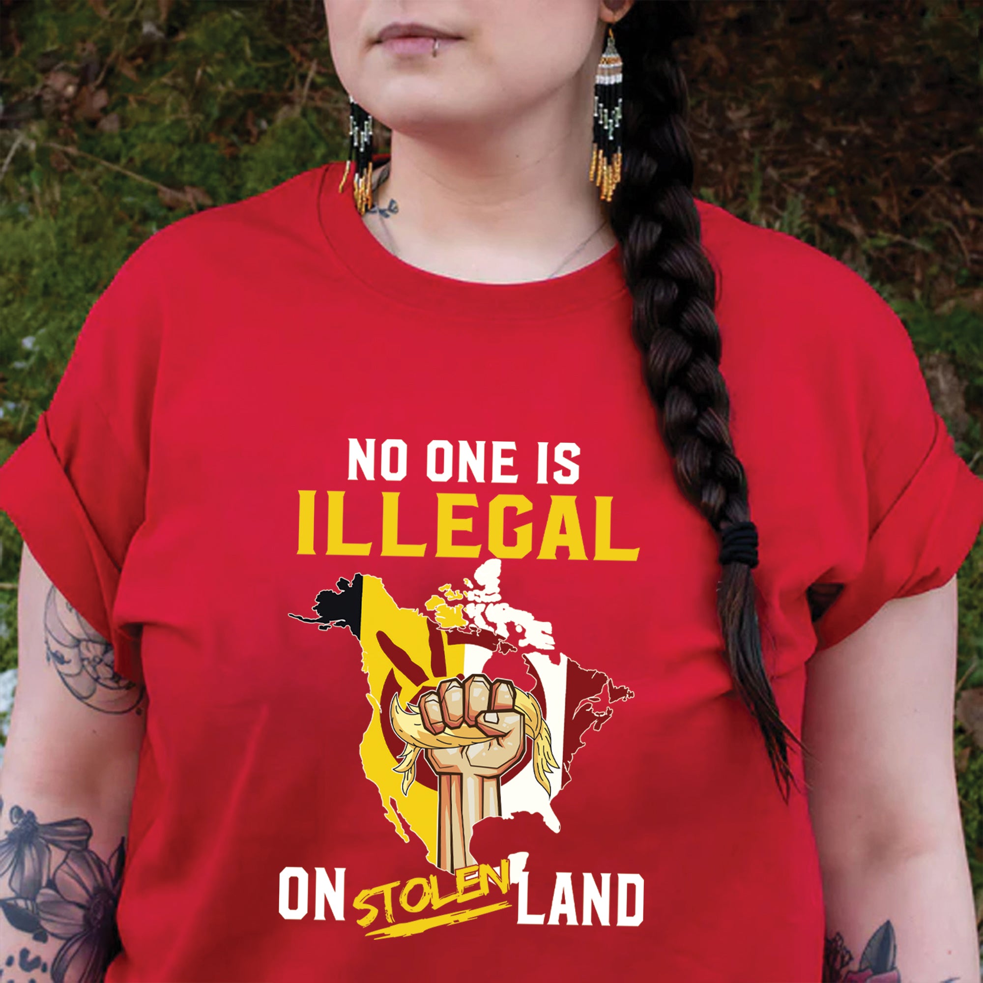 No One Is Illegal On Stolen Land - Unisex T-Shirt/T-Shirt V-Neck/Hoodie/Sweatshirt N54