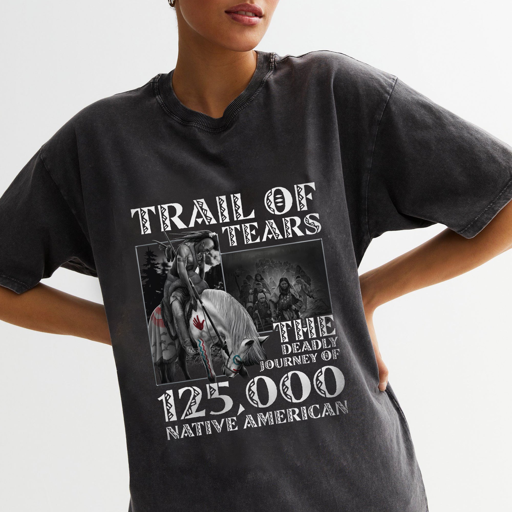 Trail of Tears The Deadly Journey Of 125K Native American Unisex Mineral Washed T-Shirt