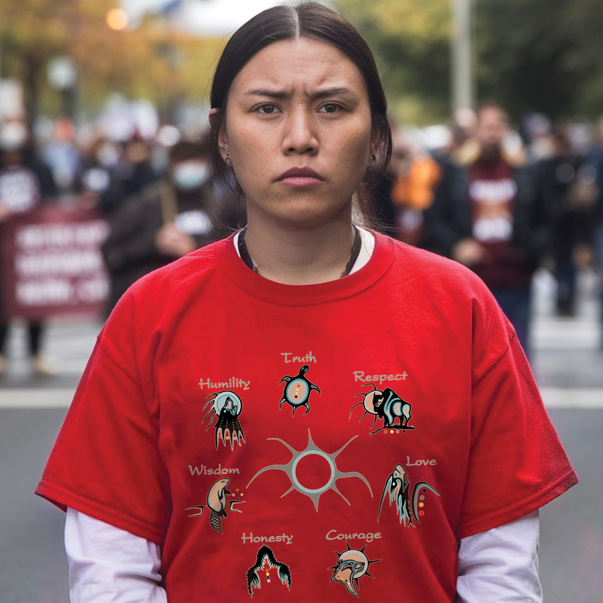 The Seven Sacred Laws Native American Indigenous Culture Unisex Two Sides T-shirt/T-shirt V-Neck/Hoodie/Sweatshirt