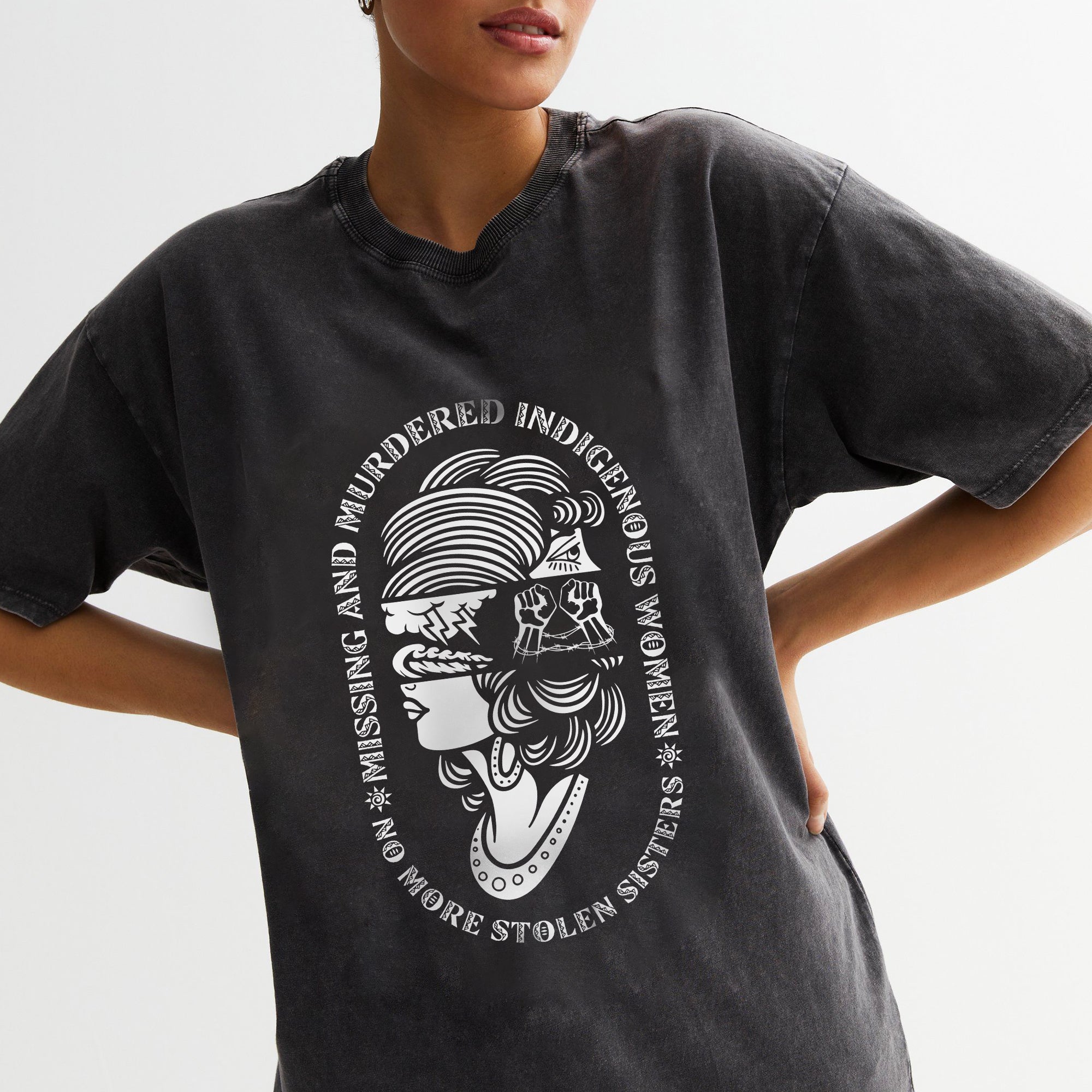 No More Stolen Sisters – MMIW Unisex Mineral Washed T-Shirt