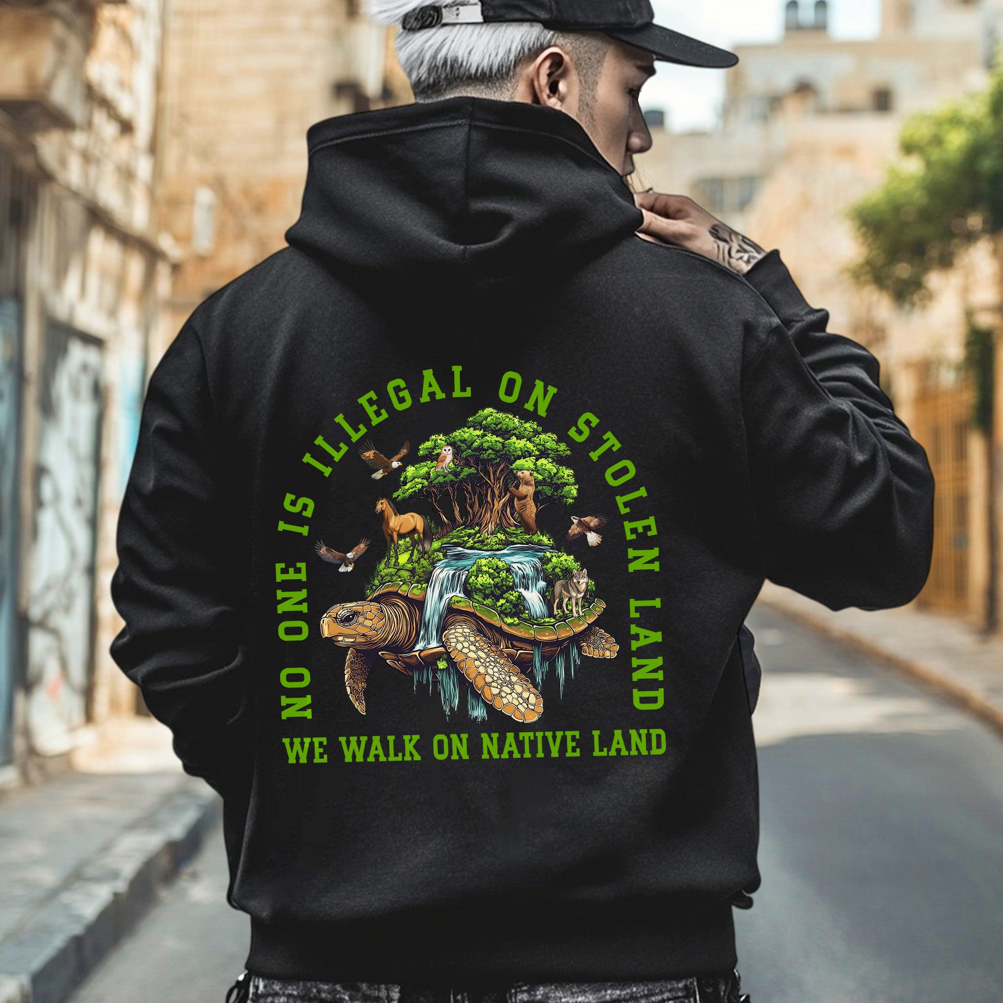 [Two Sides] No One Is Illegal On Stolen Land. We Walk On Native Land Style 4 - Two Sides Unisex T-Shirt/T-Shirt V-Neck/Hoodie/Sweatshirt