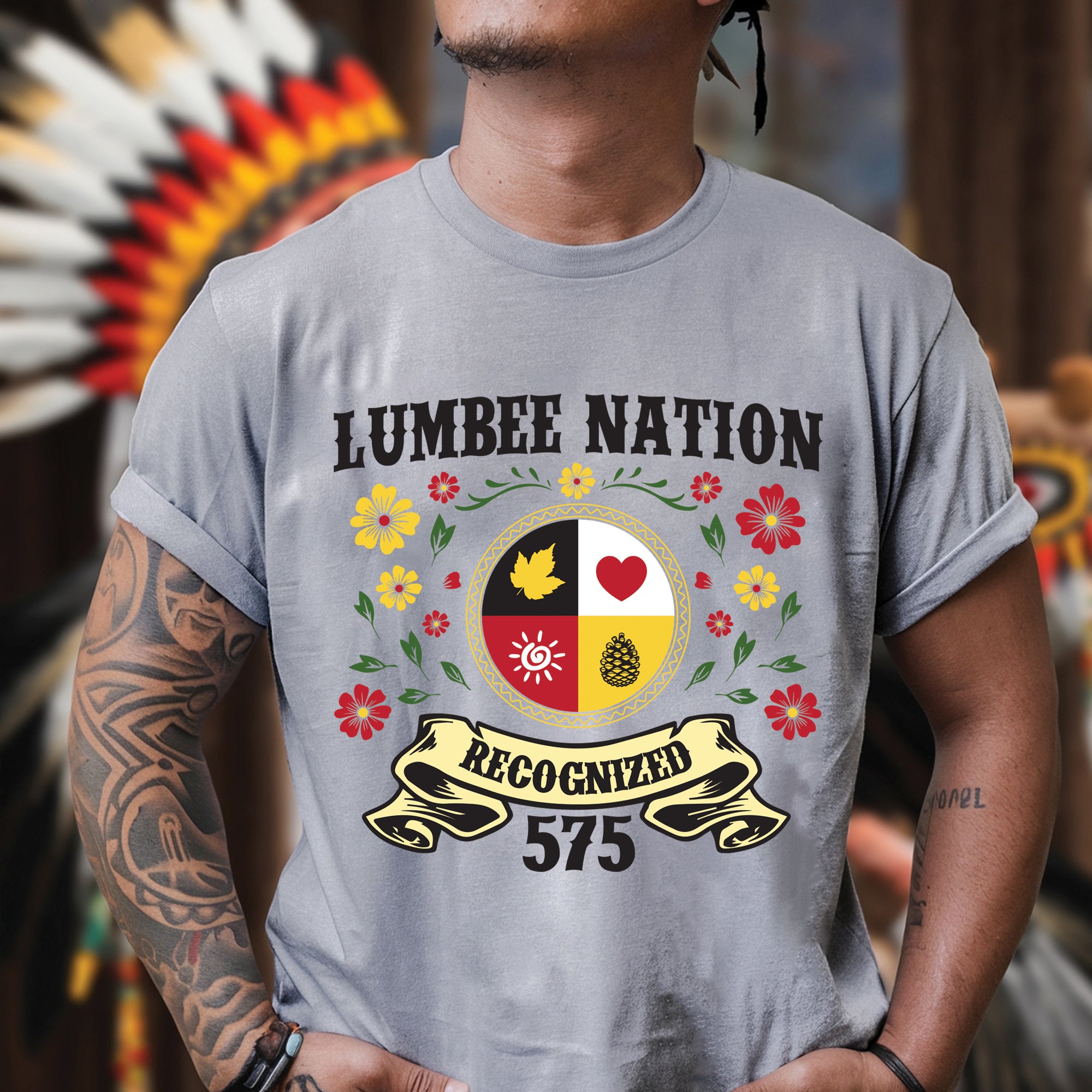 Lumbee Nation Recognized Native American 575 Floral Design Unisex T-shirt/T-shirt V-neck/Hoodie/Sweatshirt