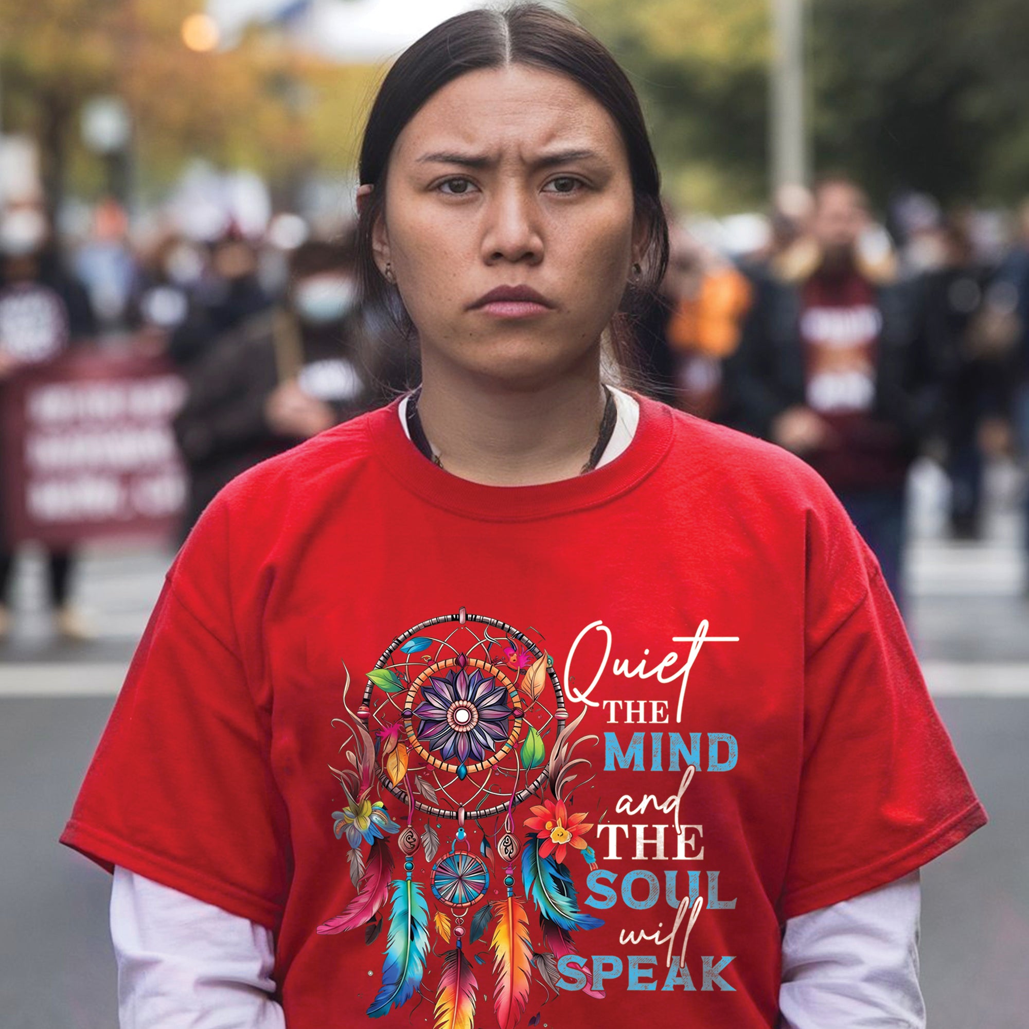 Quiet the Mind, the Soul Will Speak Native Dreamcatcher Unisex T-shirt/T-shirt V-neck/Hoodie/Sweatshirt